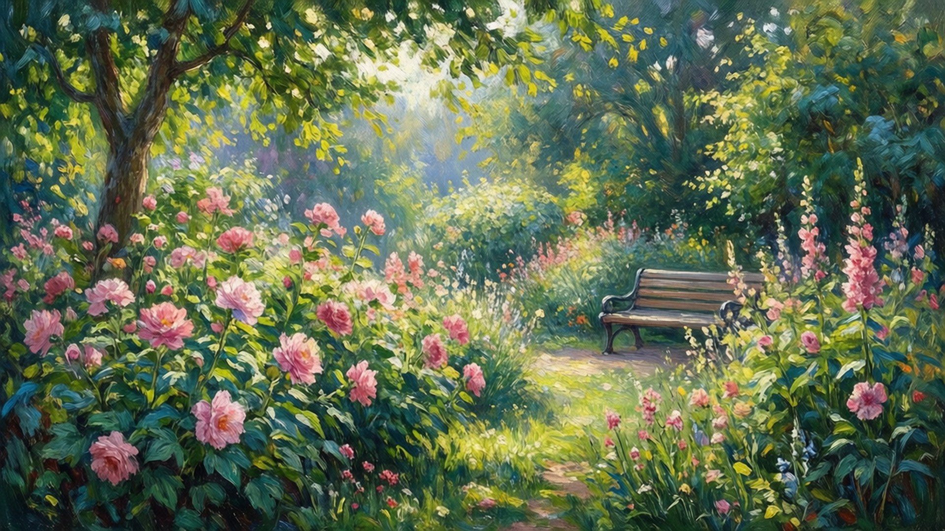 陽光花園靜謐 壁紙