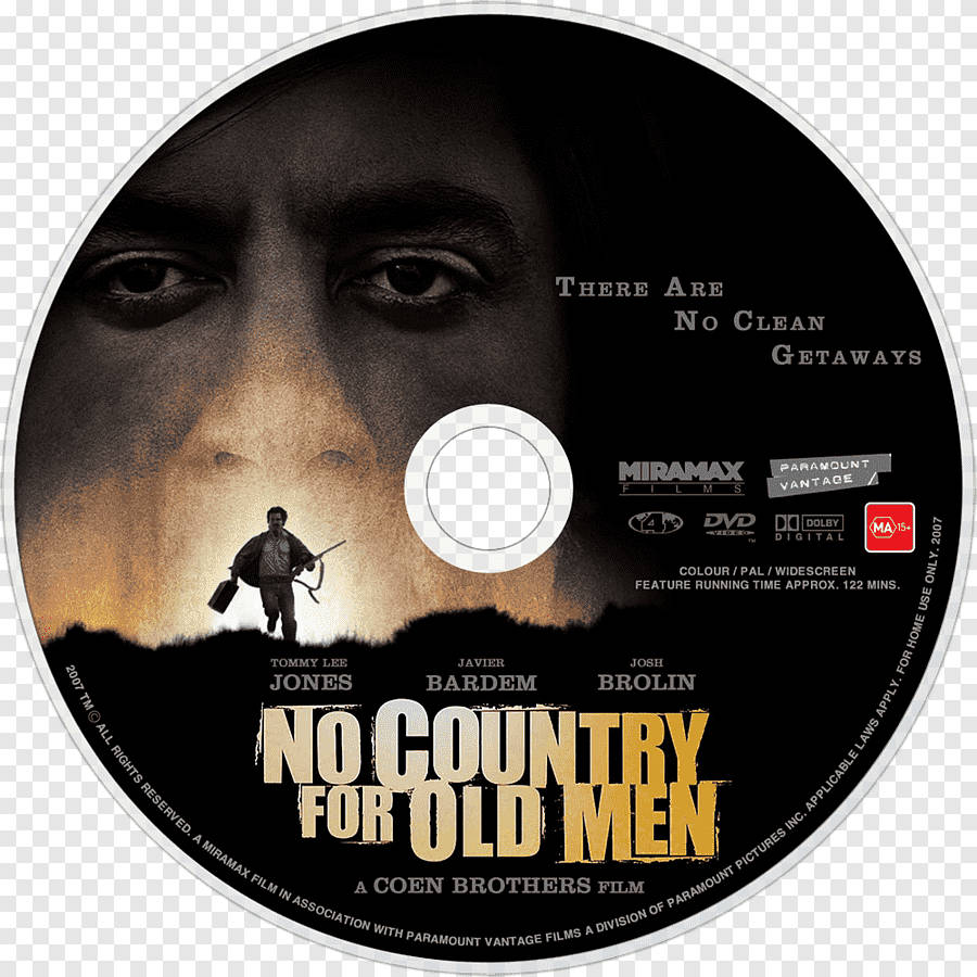 Dvd 桌布 壁紙 — 《險路勿近》的DVD光碟，特寫一名男子的臉部，一個孤獨的身影在火紅的夕陽背景下奔跑。