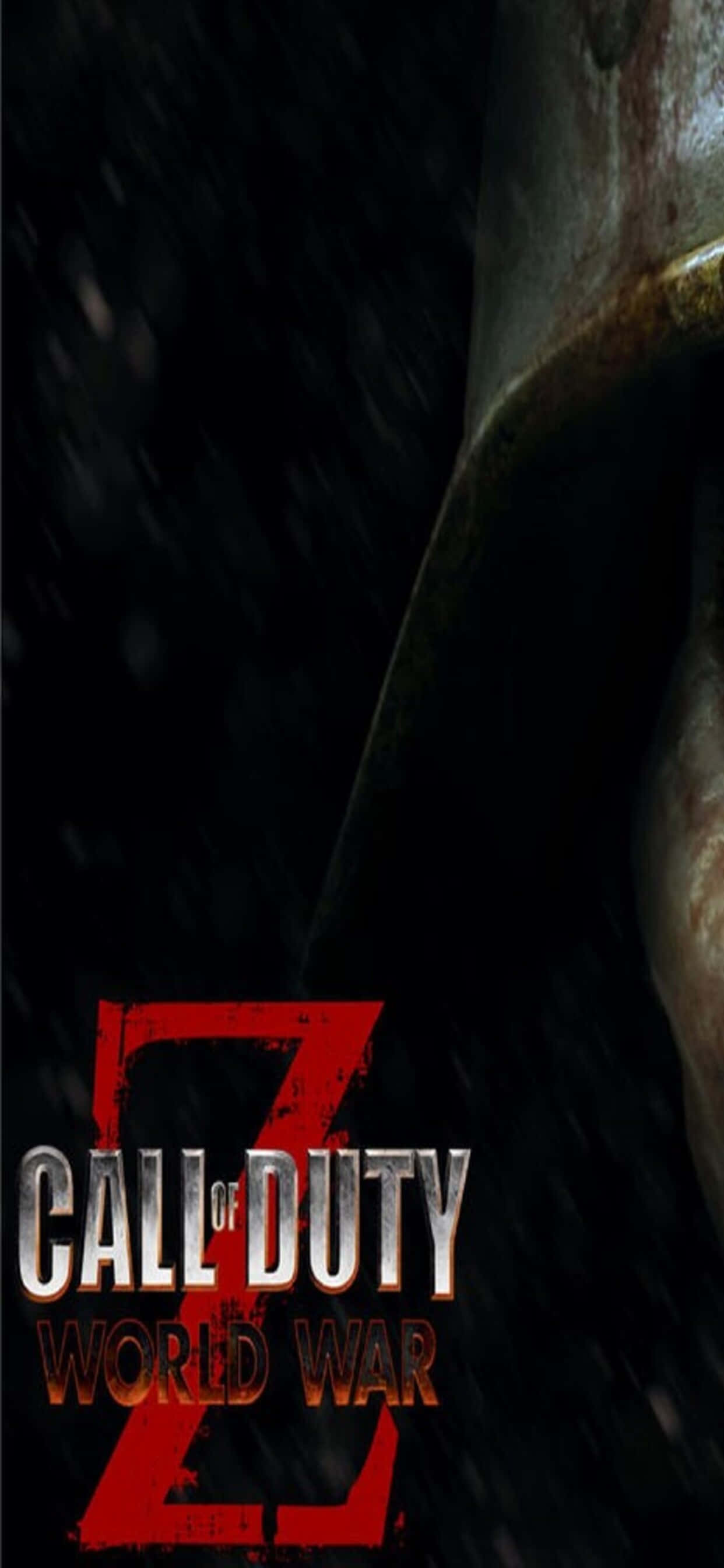 使命召喚 桌布 壁紙 — 雨中士兵頭盔的黑暗粗糙特寫，帶有Call of Duty World War Z標誌。