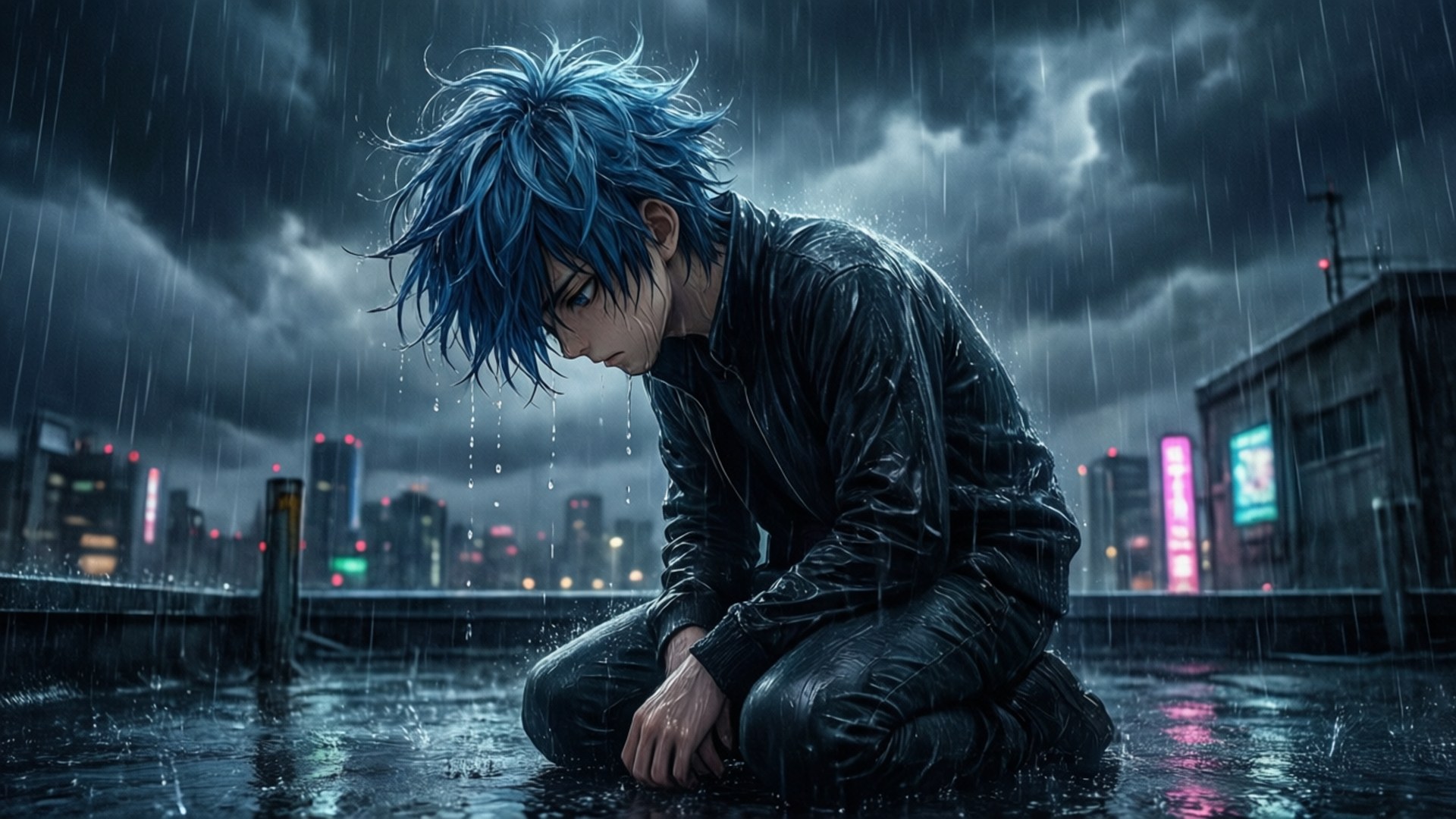 雨中屋頂 壁紙