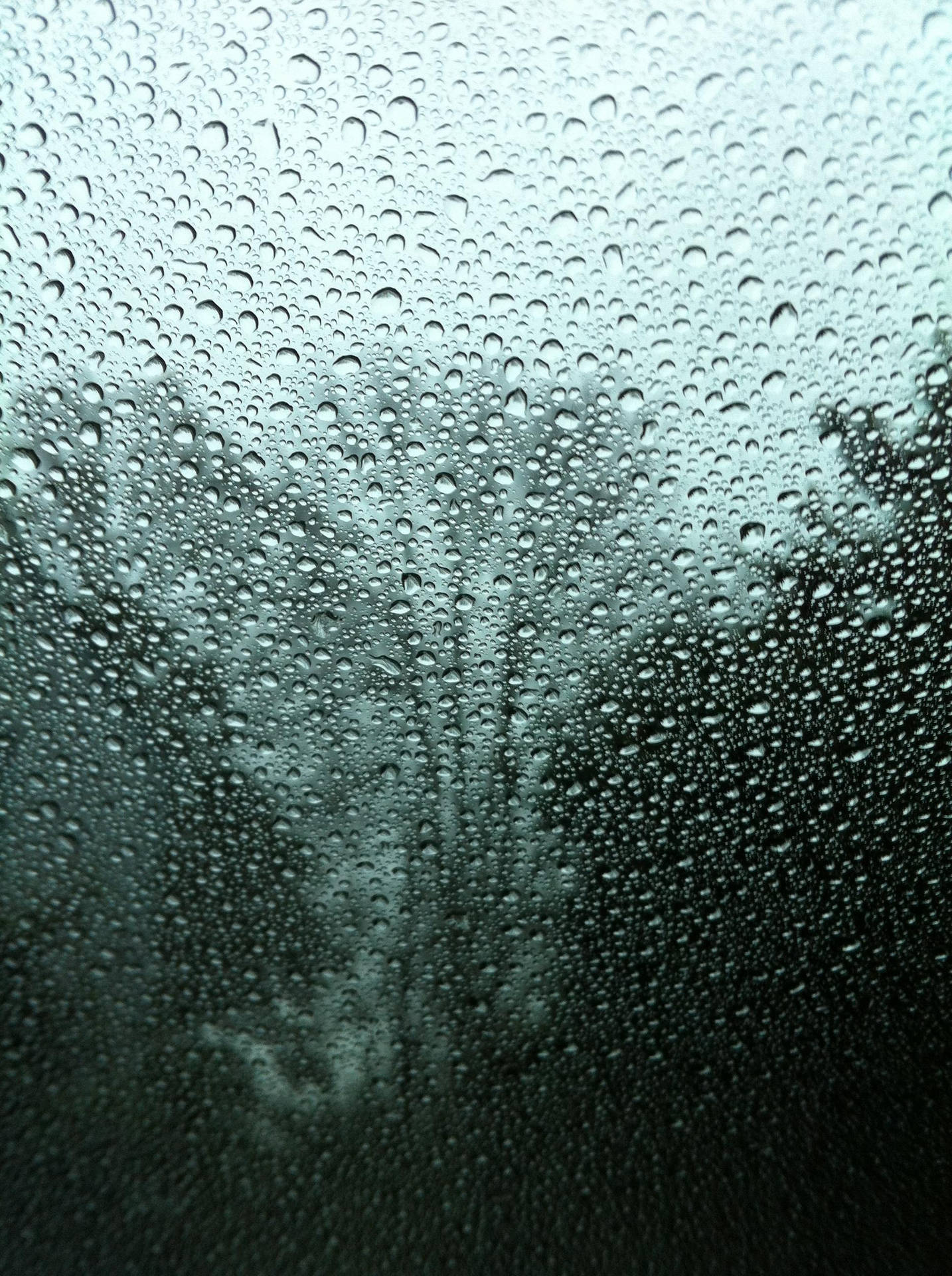 玻璃上的雨滴遮蔽了陰沉的戶外景象。 — 下雨 GIF 壁紙