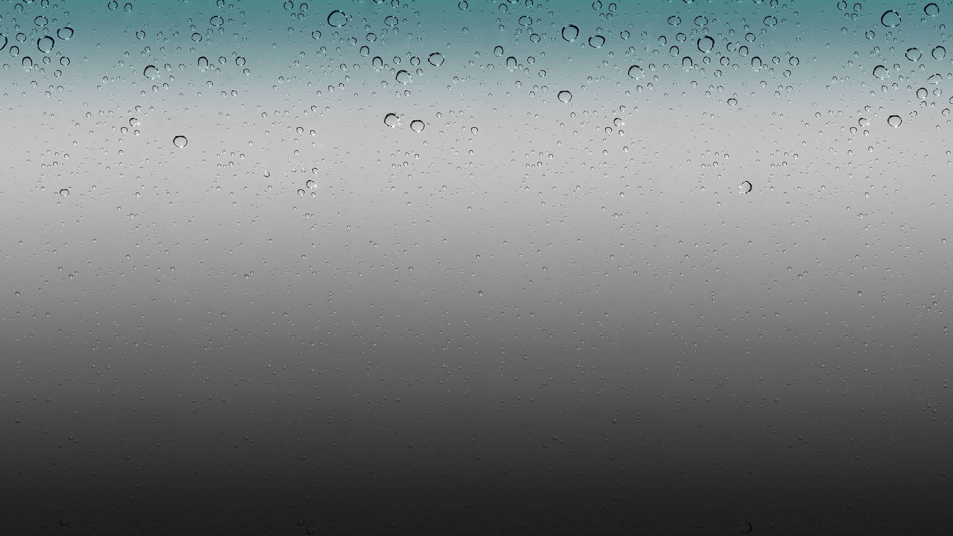 Rainy Day 桌布 壁紙 — 雨滴依附在窗玻璃上，漸變的天空從藍綠色轉為炭灰色。