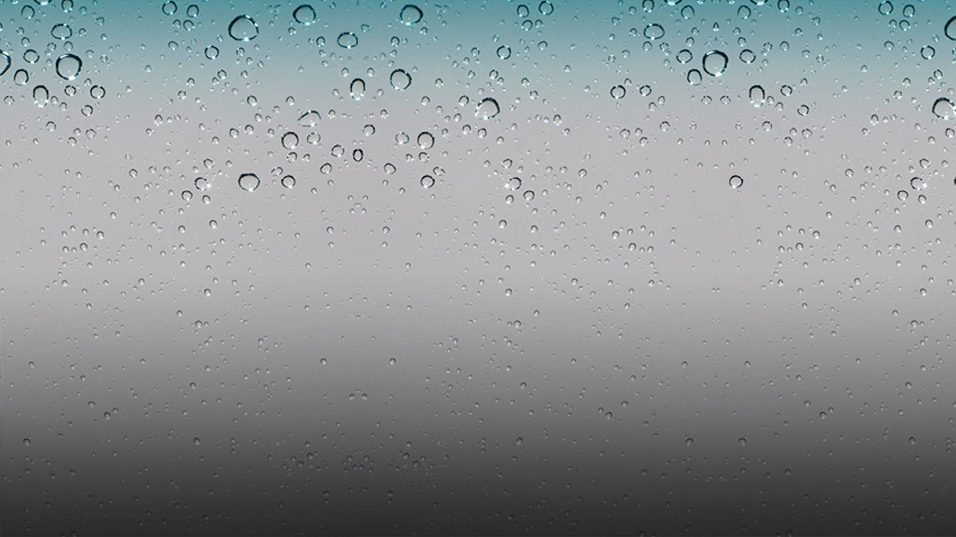 iOS 11 桌布 壁紙 — 雨滴依附在窗玻璃上，背景是從青綠色漸變到炭灰色的天空。
