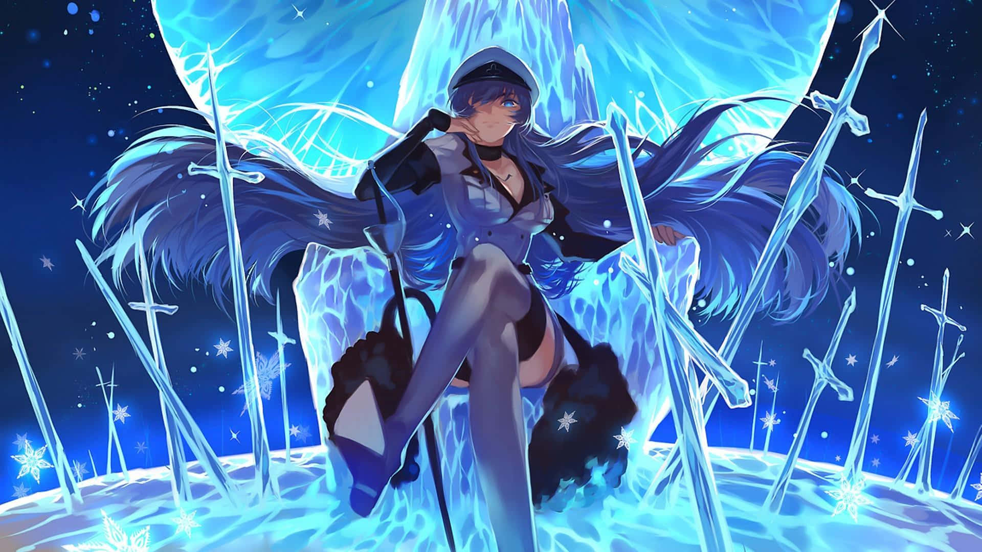 雪地中持劍而坐的少女 壁紙
