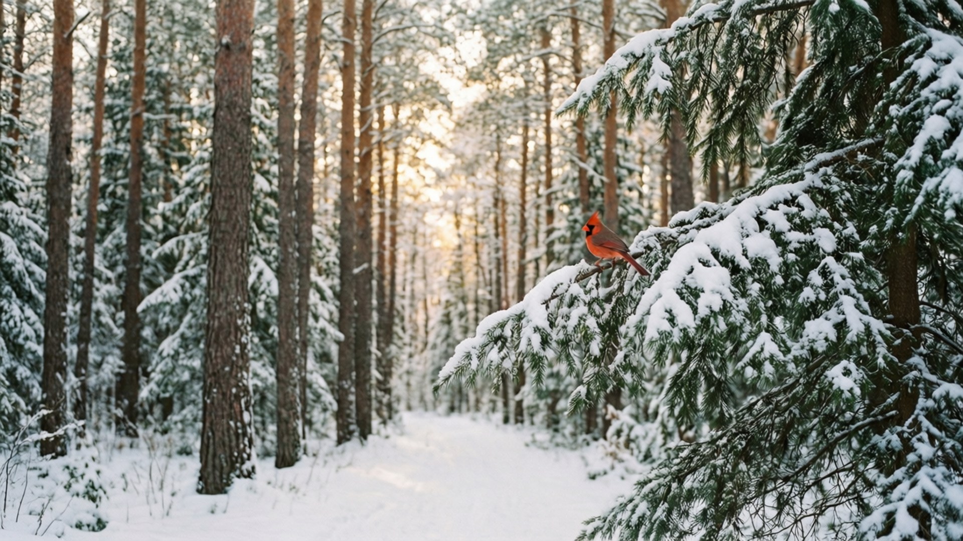 雪林紅衣主教鳥 壁紙