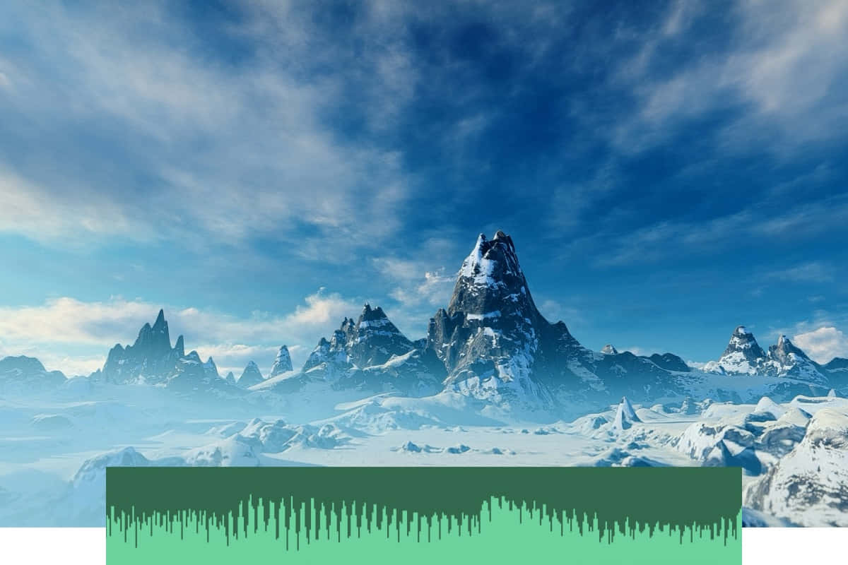 雪白山巒搭配綠色背景 壁紙