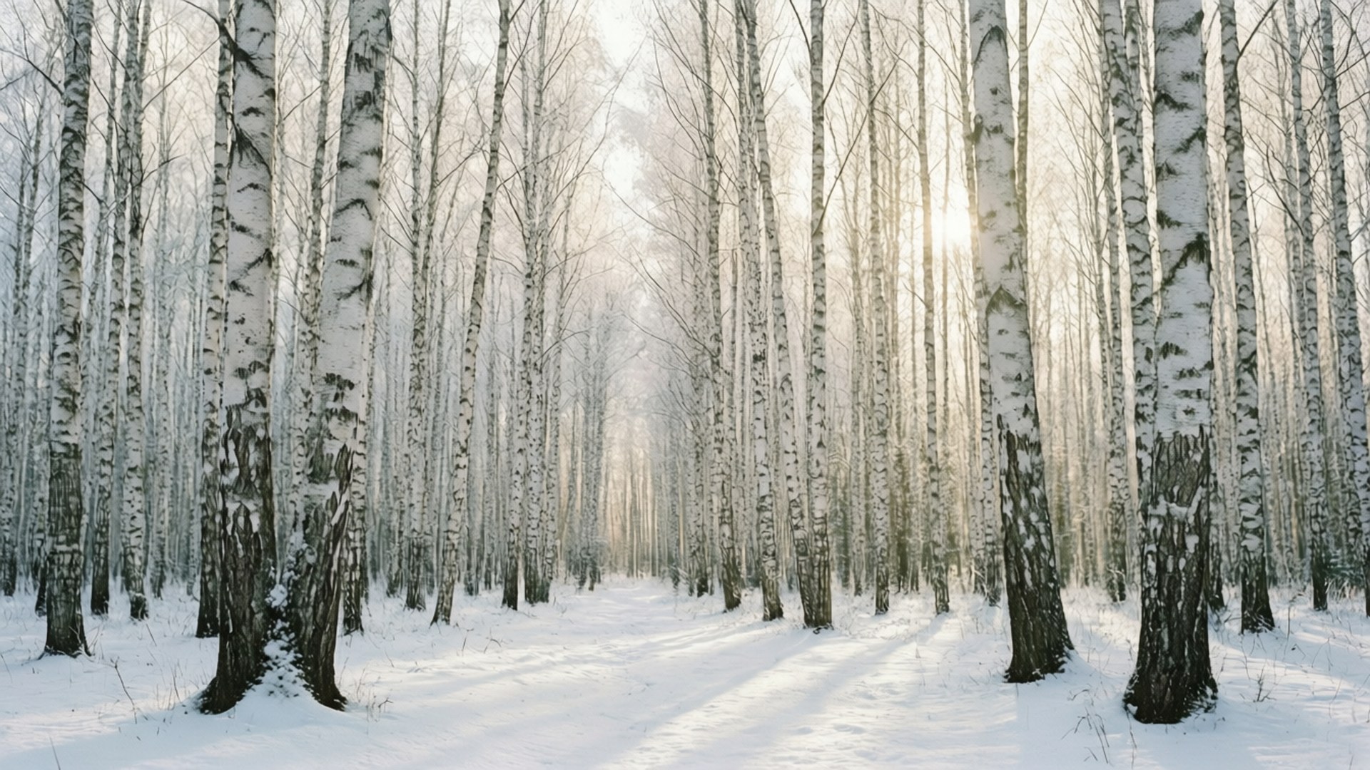雪白樺樹林 壁紙