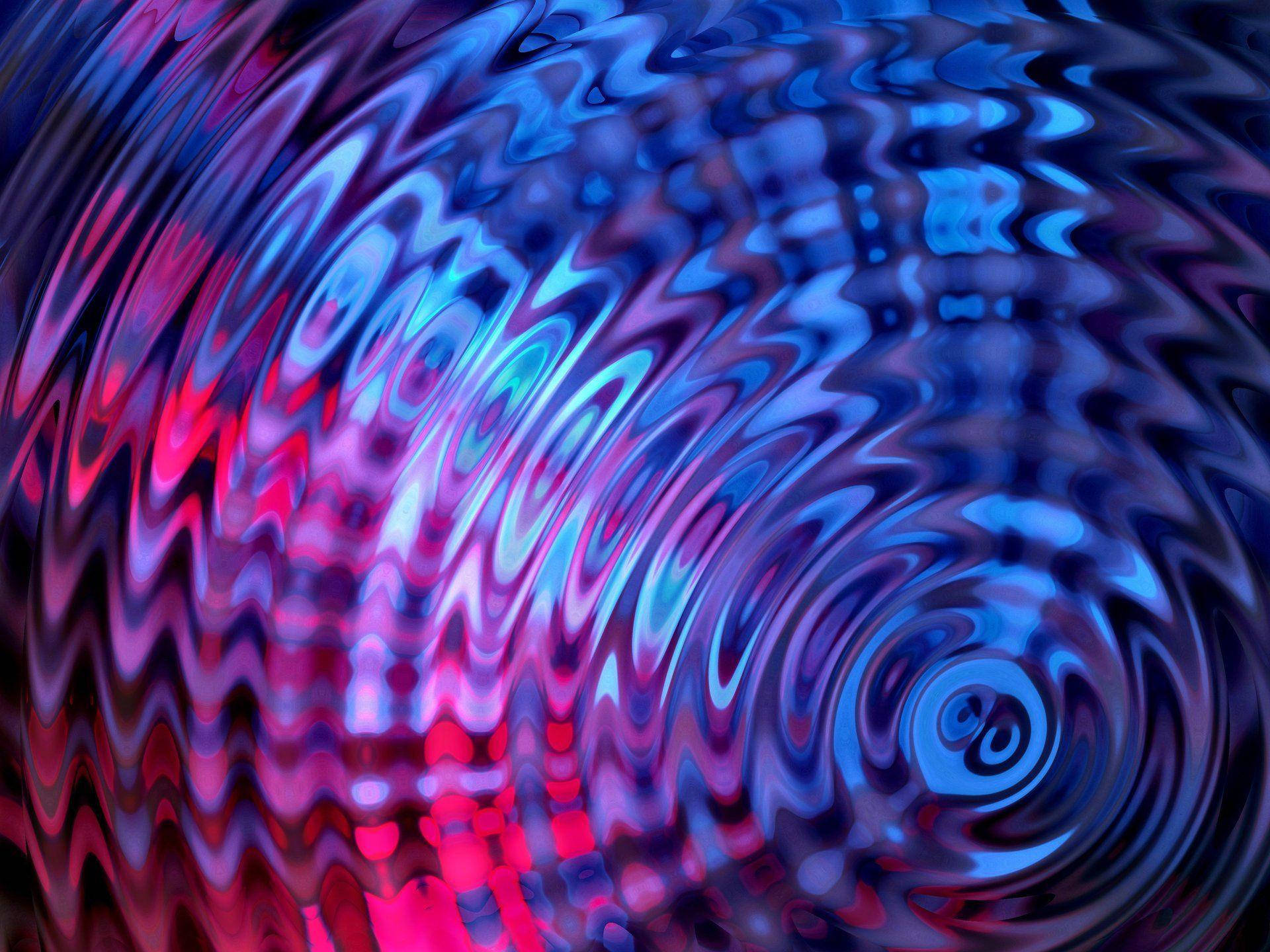 Rippling 桌布 壁紙 — 電光藍和洋紅色的鮮豔漩渦圖案，以流暢起伏的動態創造出迷人的數位渦流。
