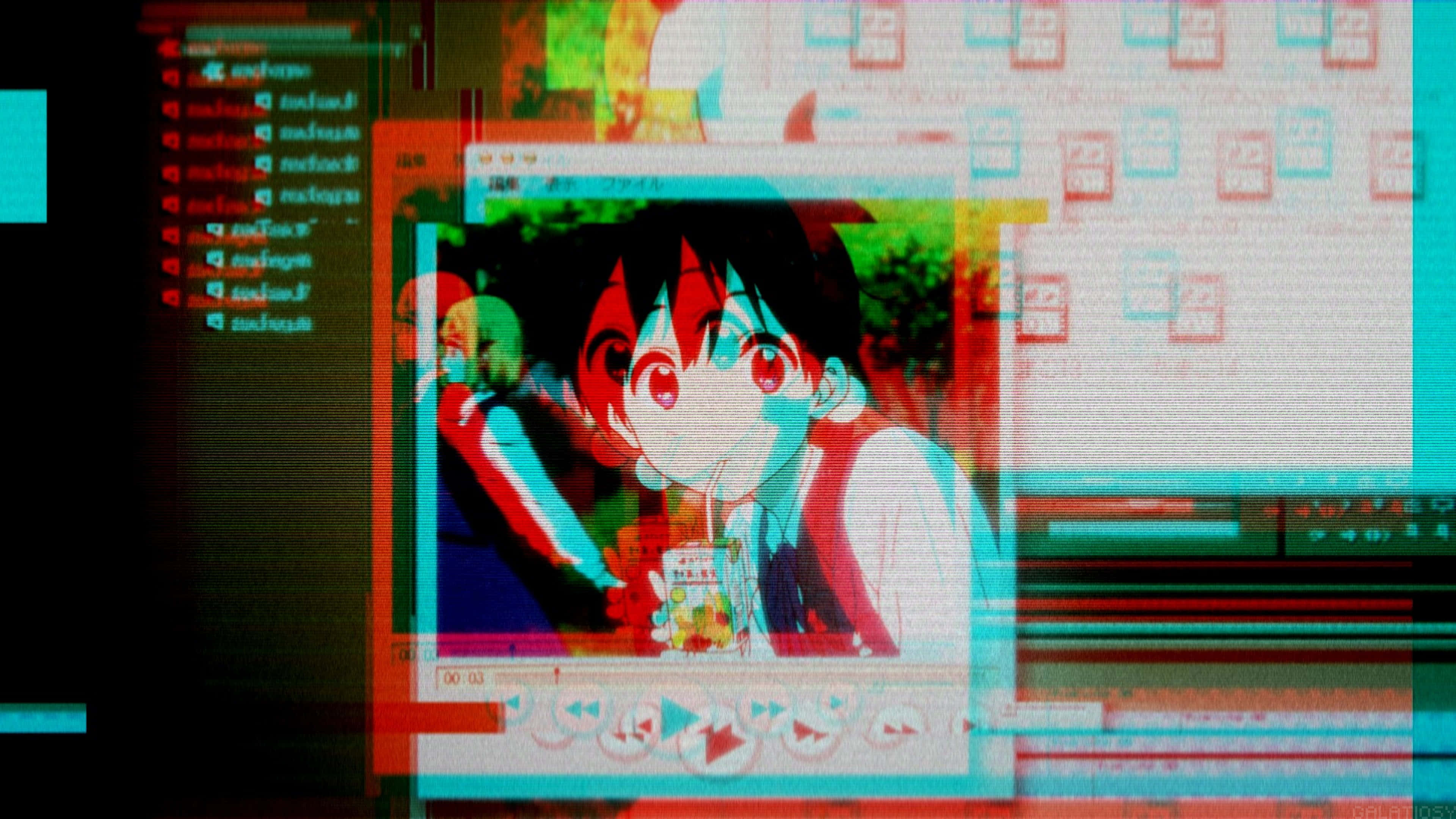 電腦螢幕上顯示著動漫角色 壁紙