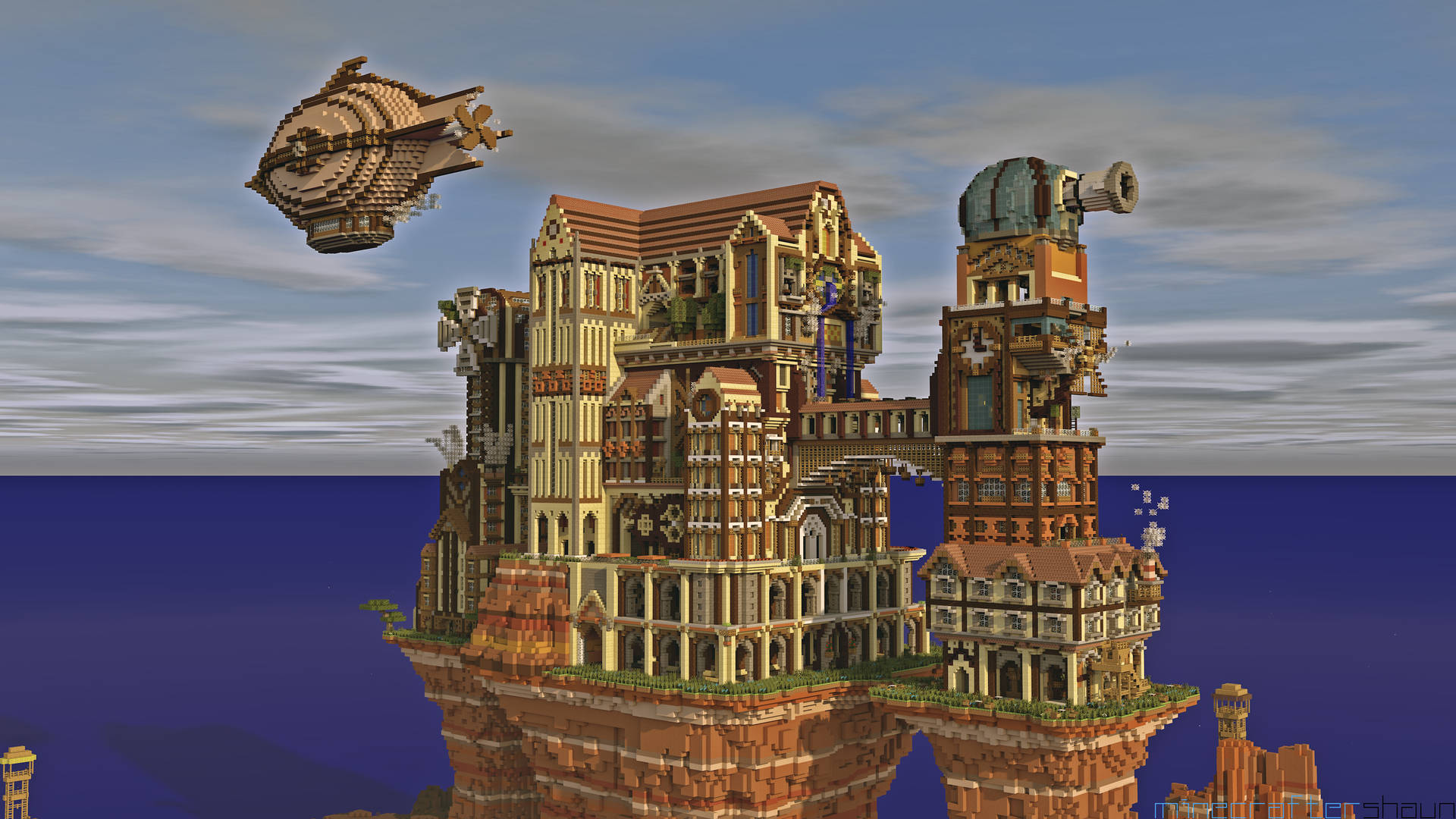 4K Minecraft島嶼城堡 — 4K Minecraft 壁紙 壁紙