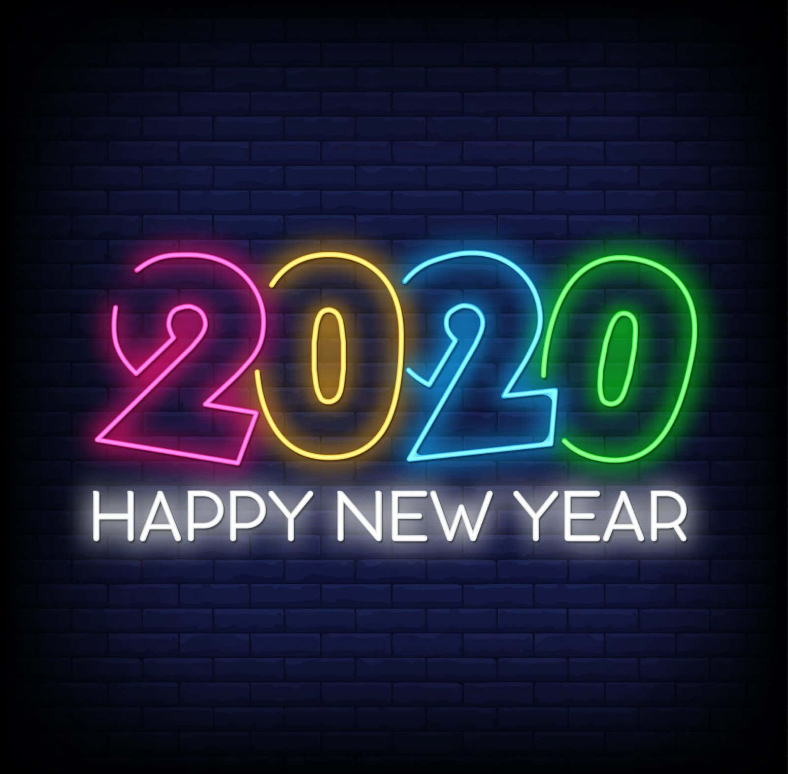 霓虹2020新年快乐标志 壁紙