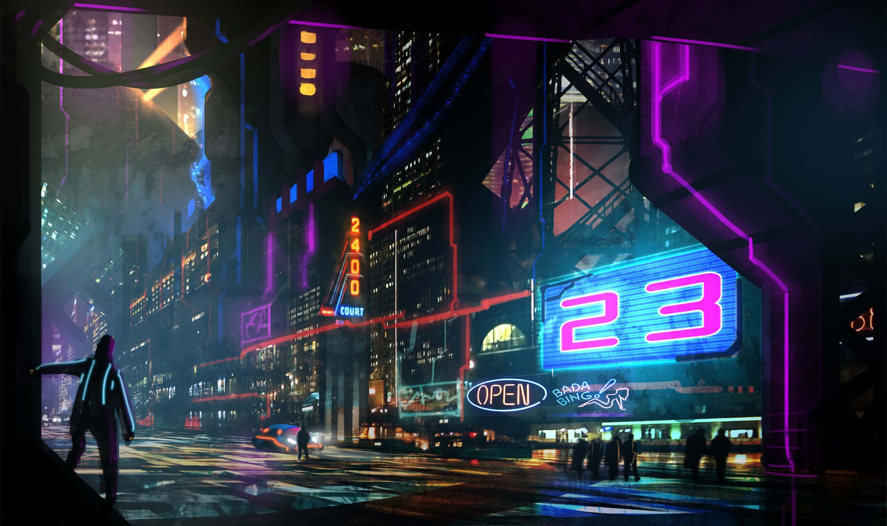 霓虹城市背景 壁紙