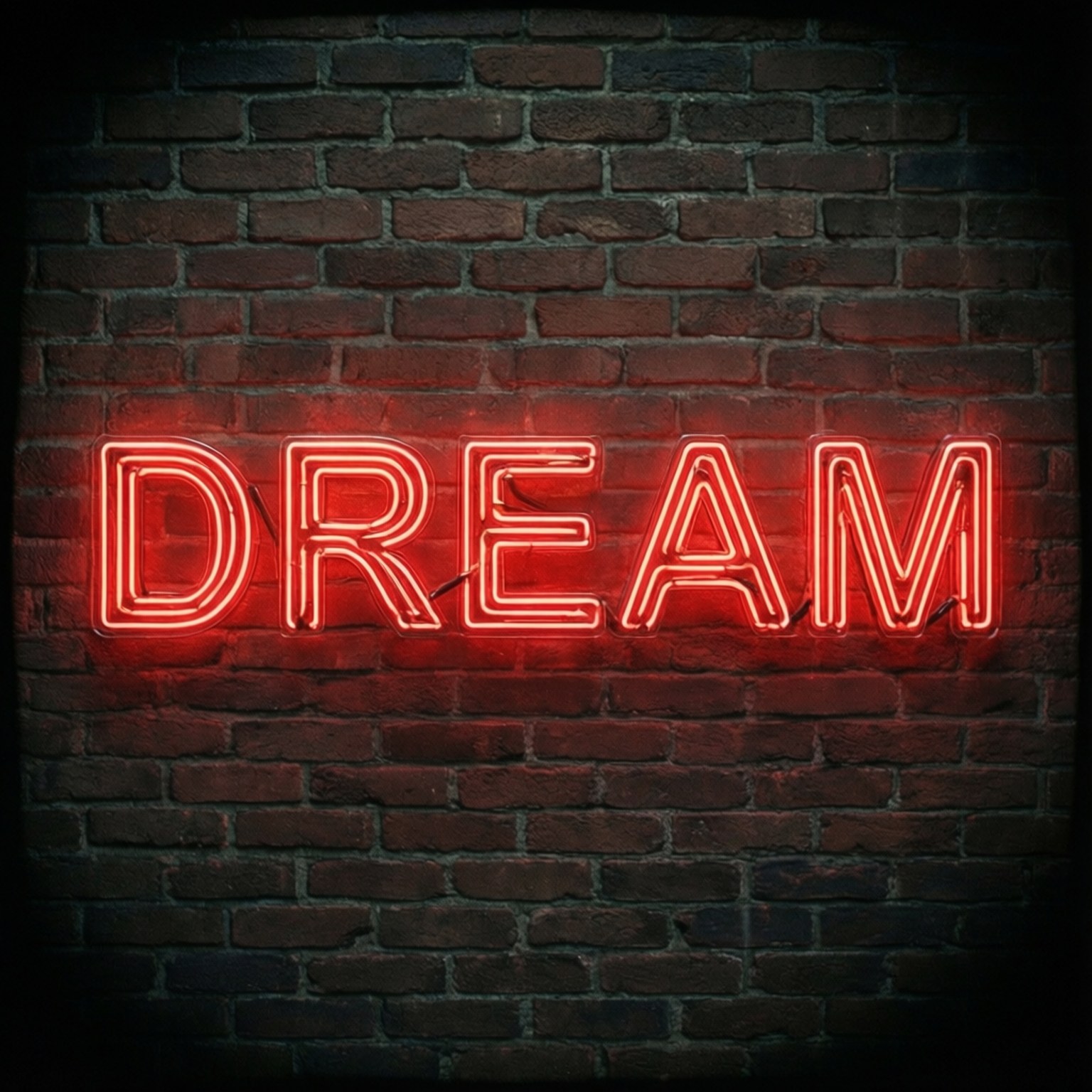 霓虹紅字「DREAM」招牌 壁紙