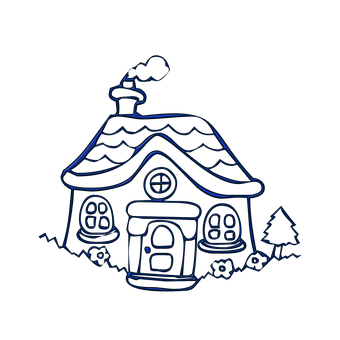 霓虹輪廓小屋插畫 壁紙