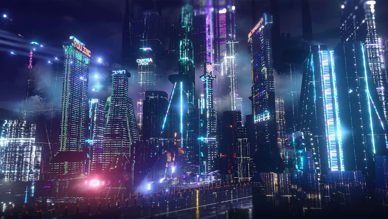 霓虹都市背景 壁紙