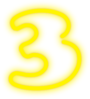 霓虹黃色數字三，未來感設計背景