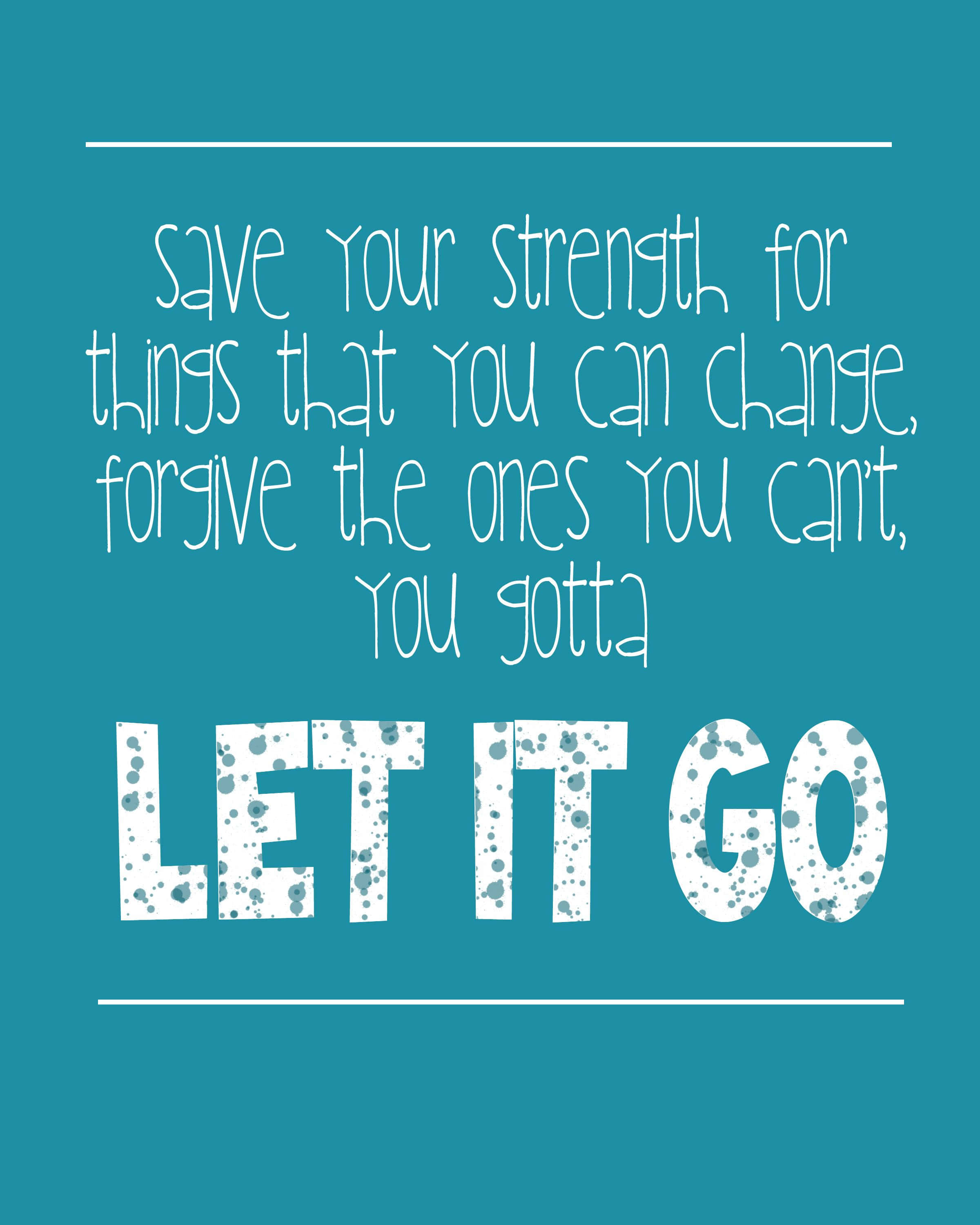 let it go 桌布 壁紙 — 青綠色背景上有白色手寫文字，以粗體飛濺字體顯示 'LET IT GO' 字句。