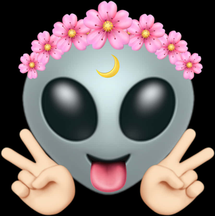 頭戴花冠的外星人表情符號 壁紙