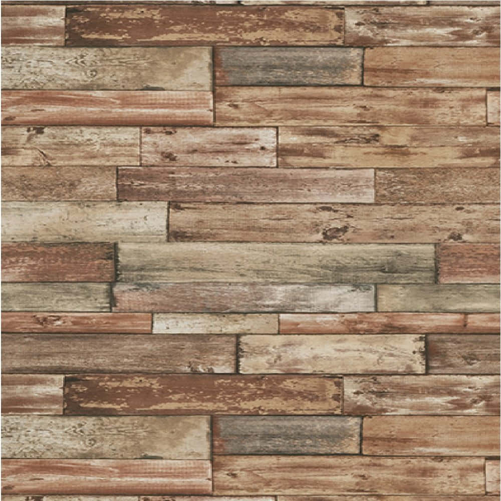 Wood Panel 桌布 壁紙 — 風化木板的溫暖大地色調，以質樸的交錯圖案排列，展現可見的木紋和自然瑕疵。