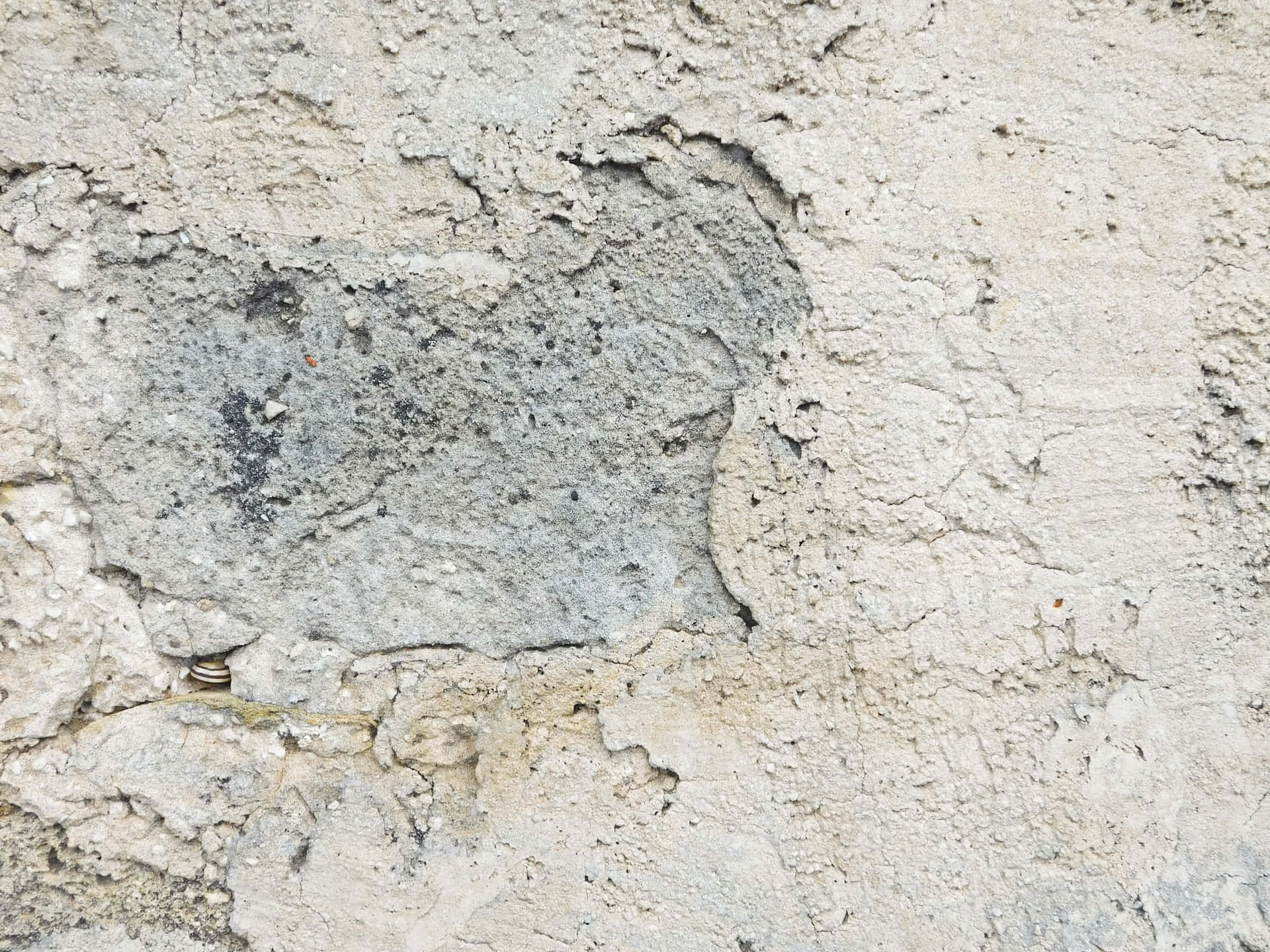 Stone texture 壁紙 — 風化混凝土牆的特寫，帶有裂紋紋理和暴露的灰色骨料。