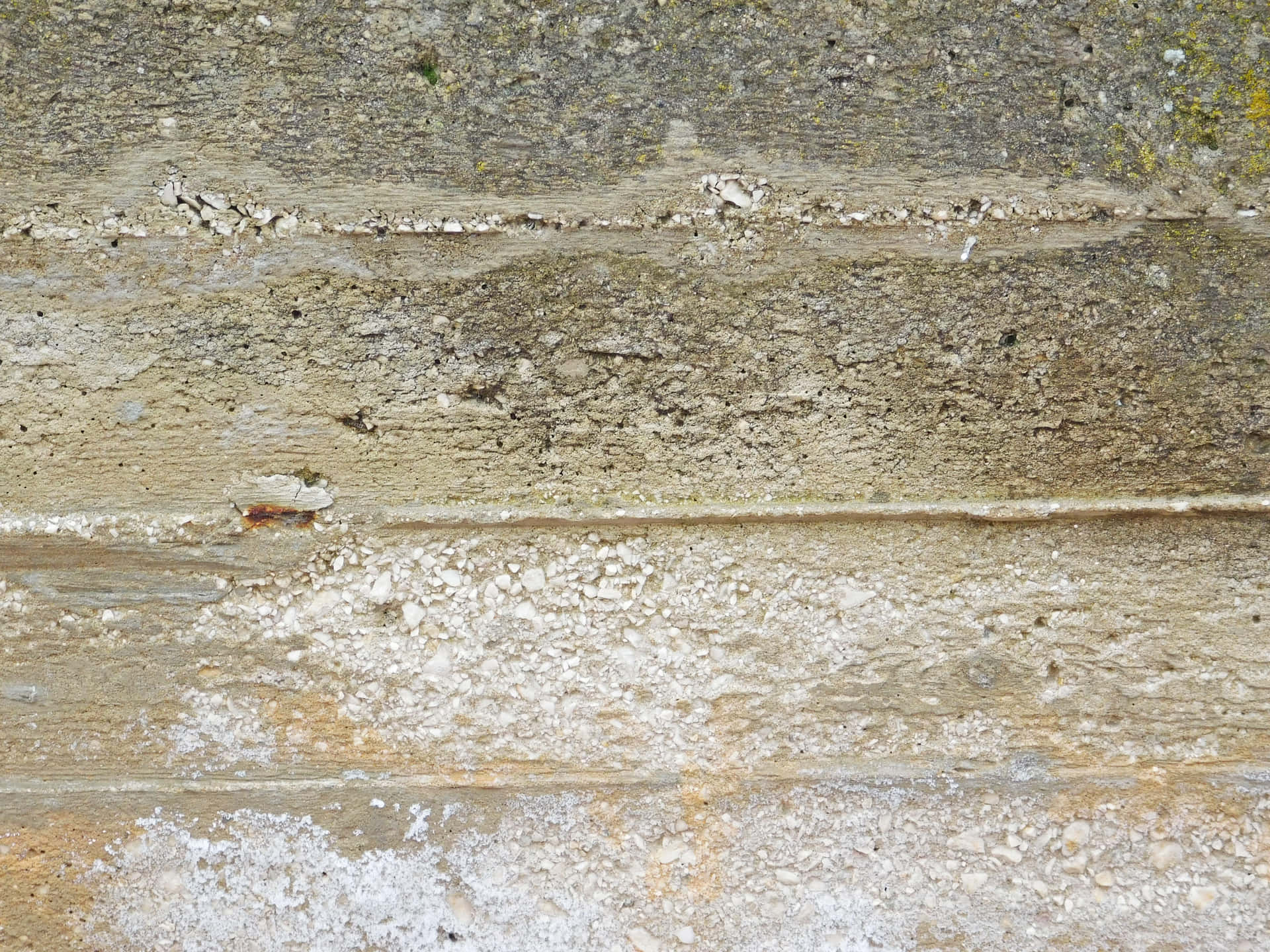 Stone texture 壁紙 — 風化混凝土階梯的特寫，可見裂縫以及苔蘚和地衣斑塊。