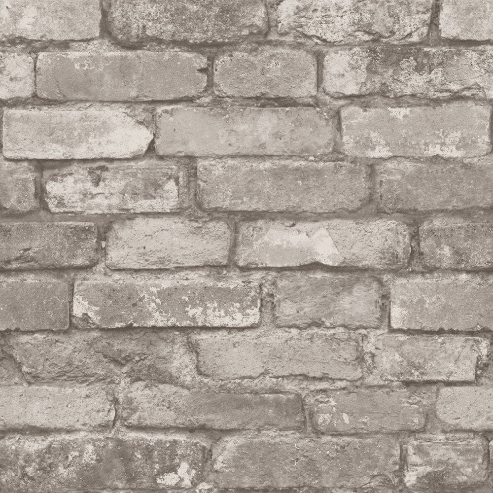 Brick 桌布 壁紙 — 風化灰色磚塊的特寫，粗糙紋理和褪色砂漿線條，單色調色板。