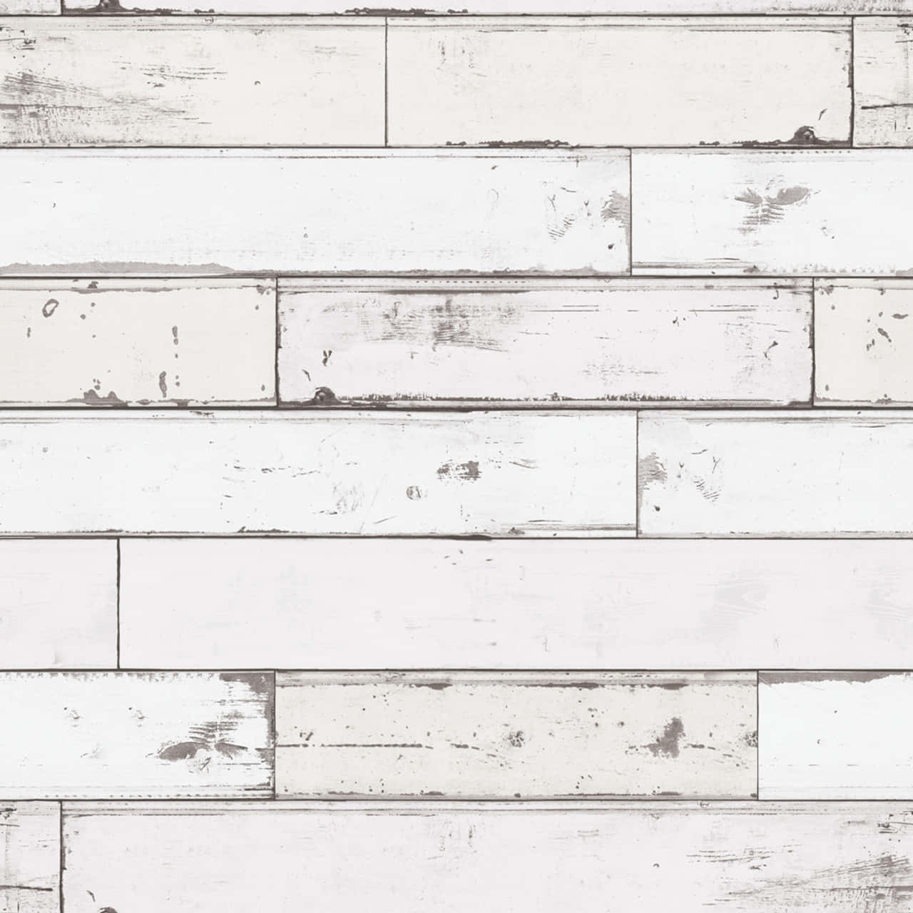Shiplap 桌布 壁紙 — 風化白色木板，帶灰色磨損痕跡，水平排列。