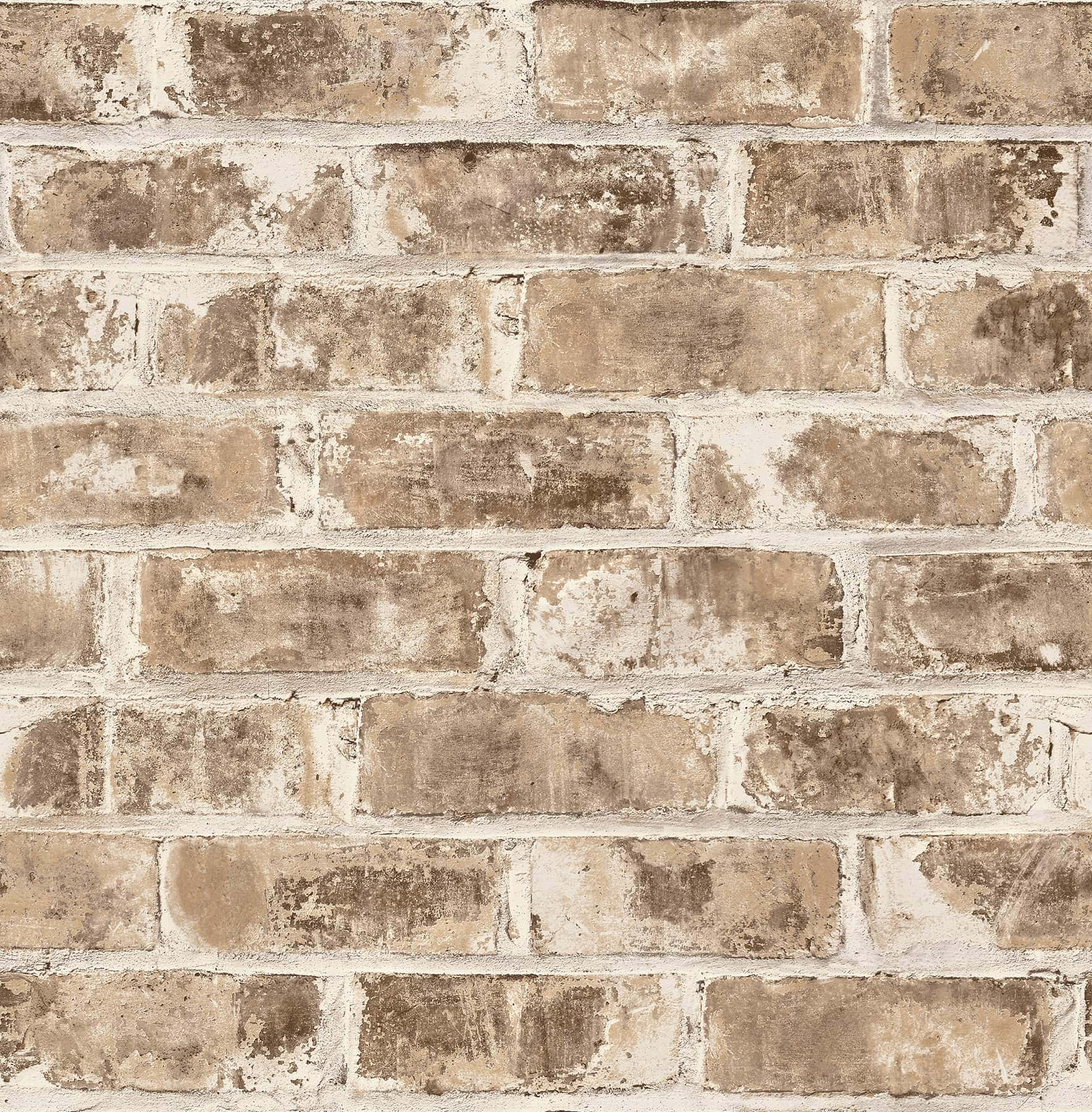 Brown Brick 桌布 壁紙 — 風化的米色磚牆，裂縫的砂漿和鄉村質感。