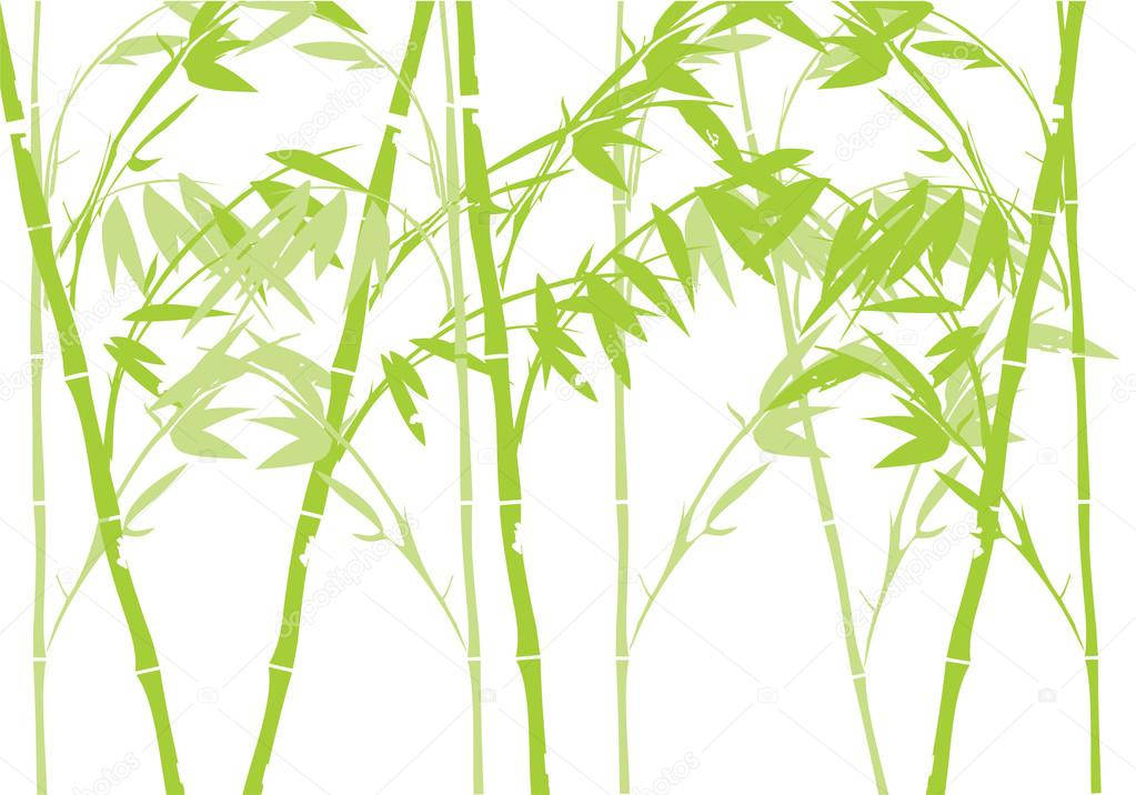 極簡插畫風格的綠色竹莖與葉子。 — 綠色美學 GIF 壁紙