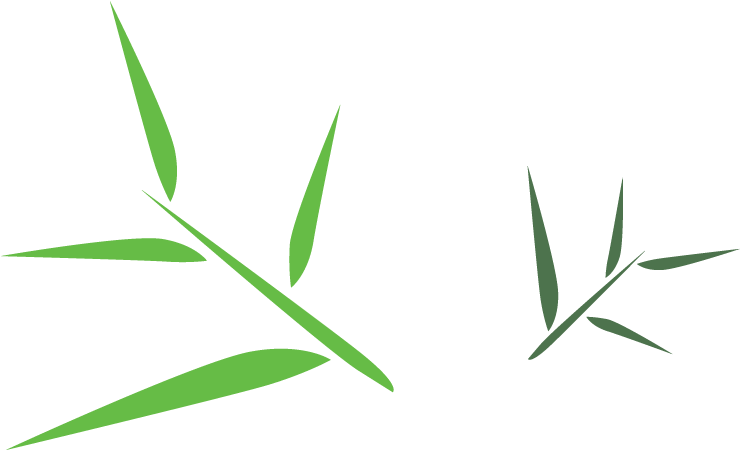 Bamboo 桌布 壁紙 — 風格化的綠色竹葉在純黑色背景上漂浮，呈現極簡向量設計。