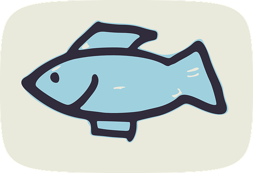 風格化的藍色魚插畫 壁紙