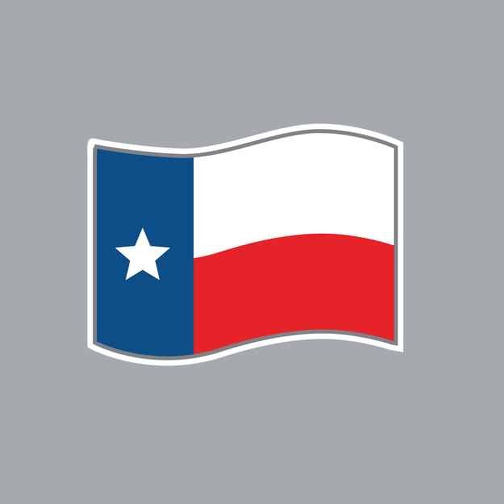 Texas Flag 桌布 壁紙 — 風格化的飄揚德州州旗，藍白紅三色，灰色背景上有一顆白色星星。