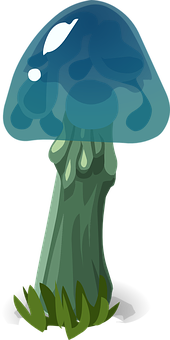 風格化藍色蘑菇插圖 壁紙