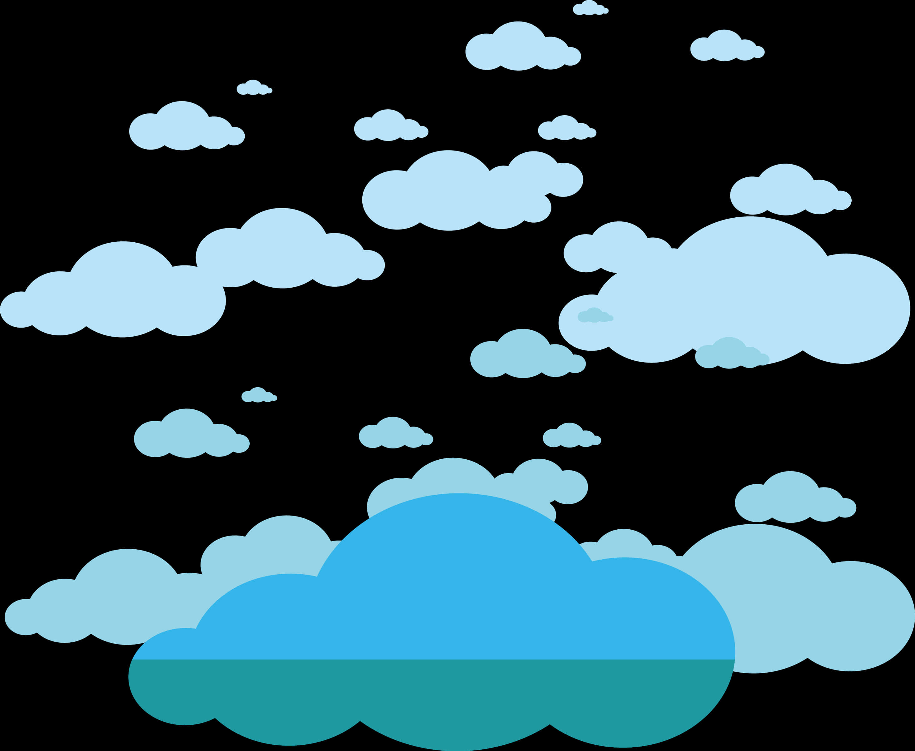 風格化雲朵於深色背景 壁紙