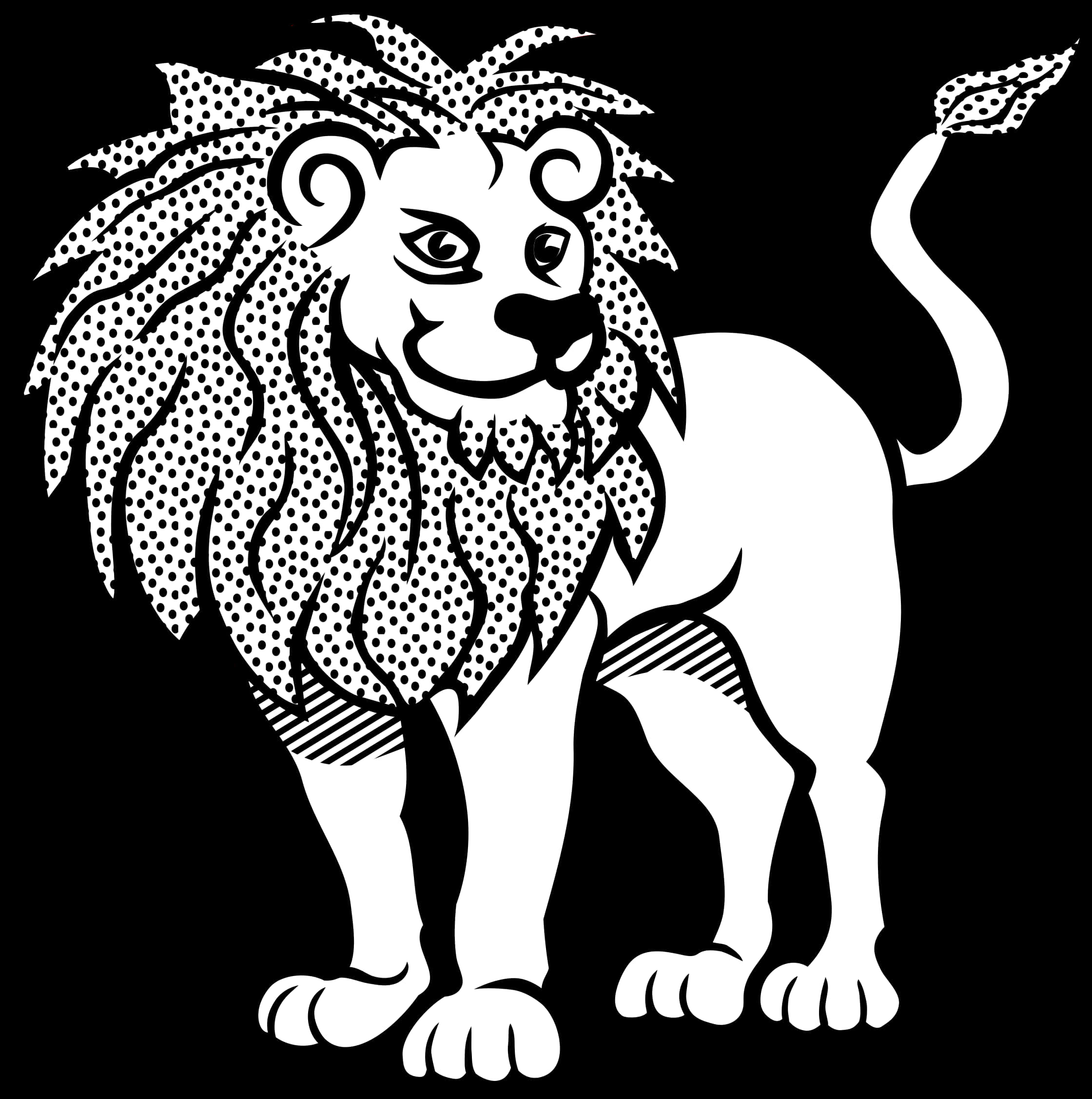 風格化黑白獅子插畫 壁紙
