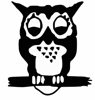 風格化黑白貓頭鷹插畫 壁紙