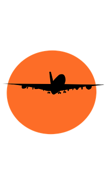 飛機剪影夕陽 壁紙
