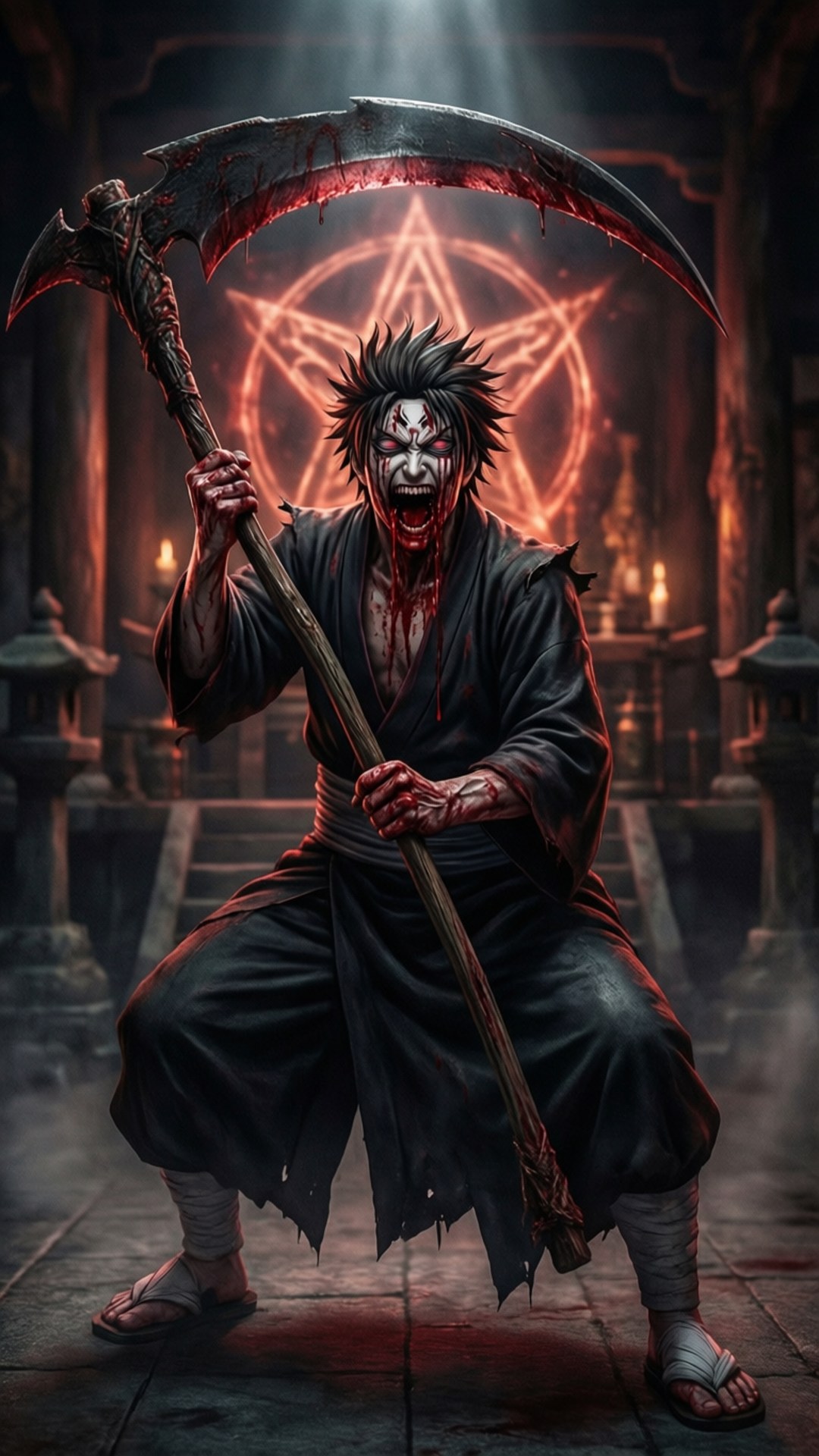 飛段正在進行他對邪神教的鮮血儀式。