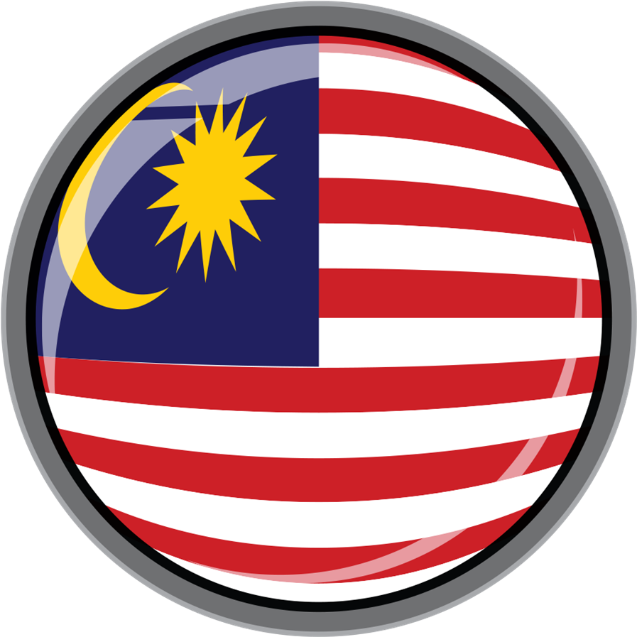 Malaysia 桌布 壁紙 — 馬來西亞國旗呈現為帶有紅色和白色條紋、藍色 canton 以及黃色新月和星星的光澤圓形按鈕。