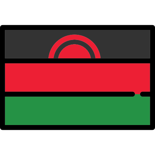 Malawi 桌布 壁紙 — 馬拉威國旗，帶有黑色、紅色和綠色的水平條紋，頂部條紋中有一個紅色太陽標誌。
