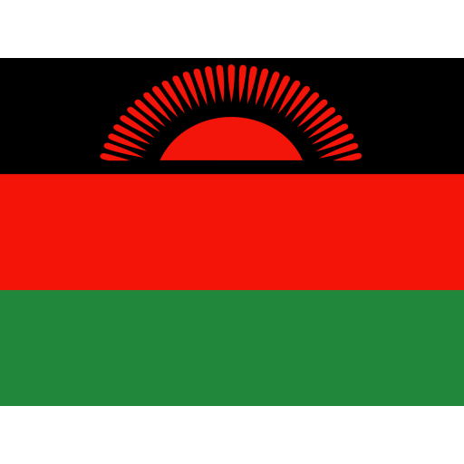 Malawi 桌布 壁紙 — 馬拉威國旗，黑色、紅色和綠色橫條上方有紅色太陽升起。