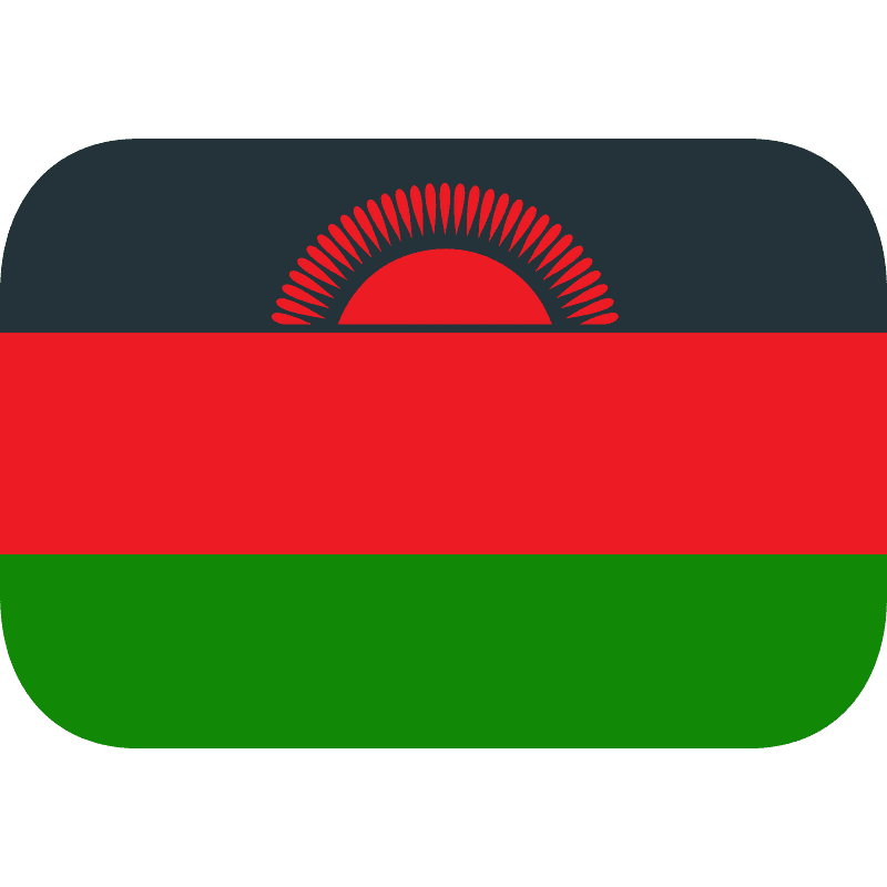Malawi 桌布 壁紙 — 馬拉威國旗，黑色、紅色和綠色橫條上方有紅色太陽升起。