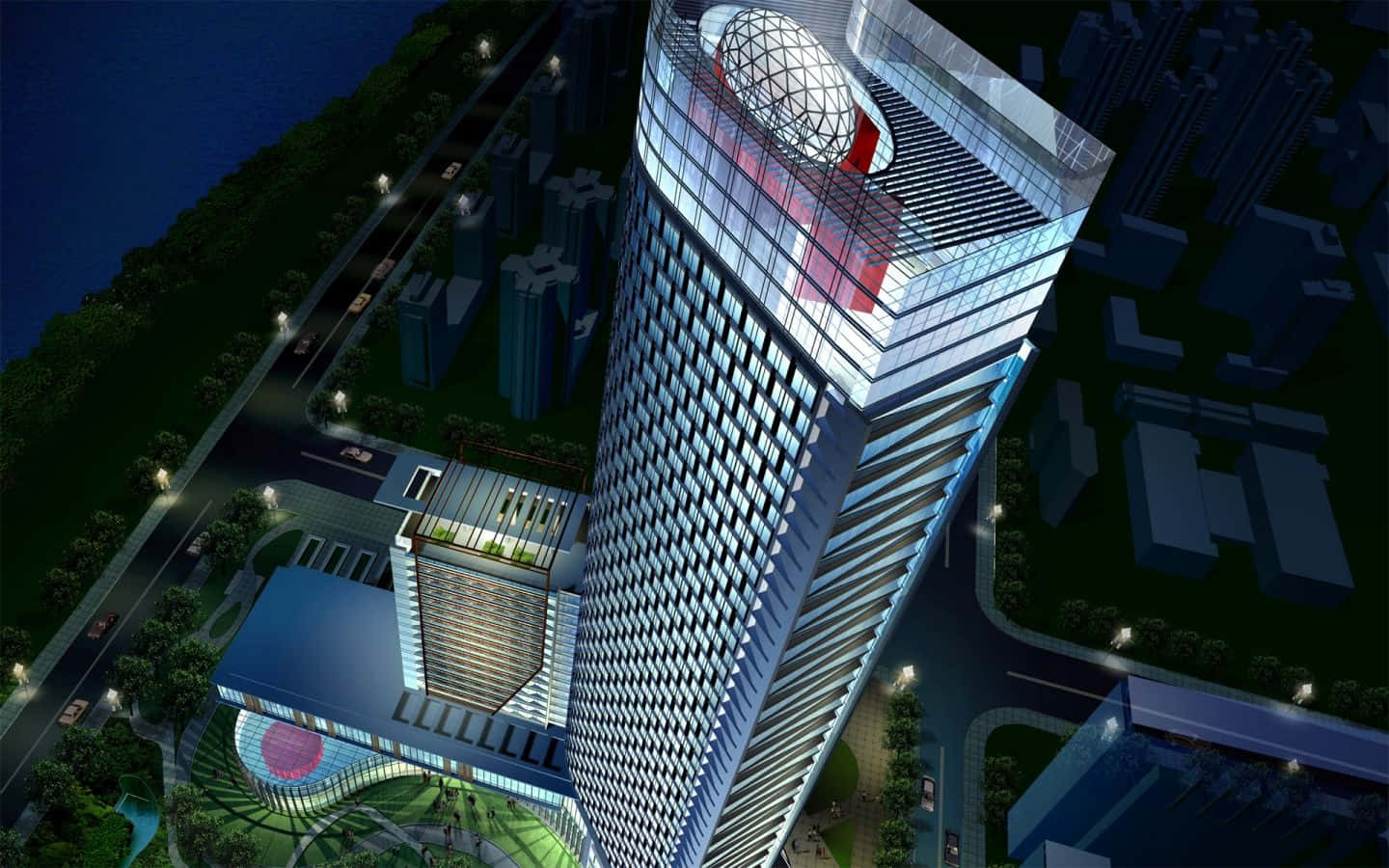 高層建築物搭配大型玻璃帷幕 壁紙