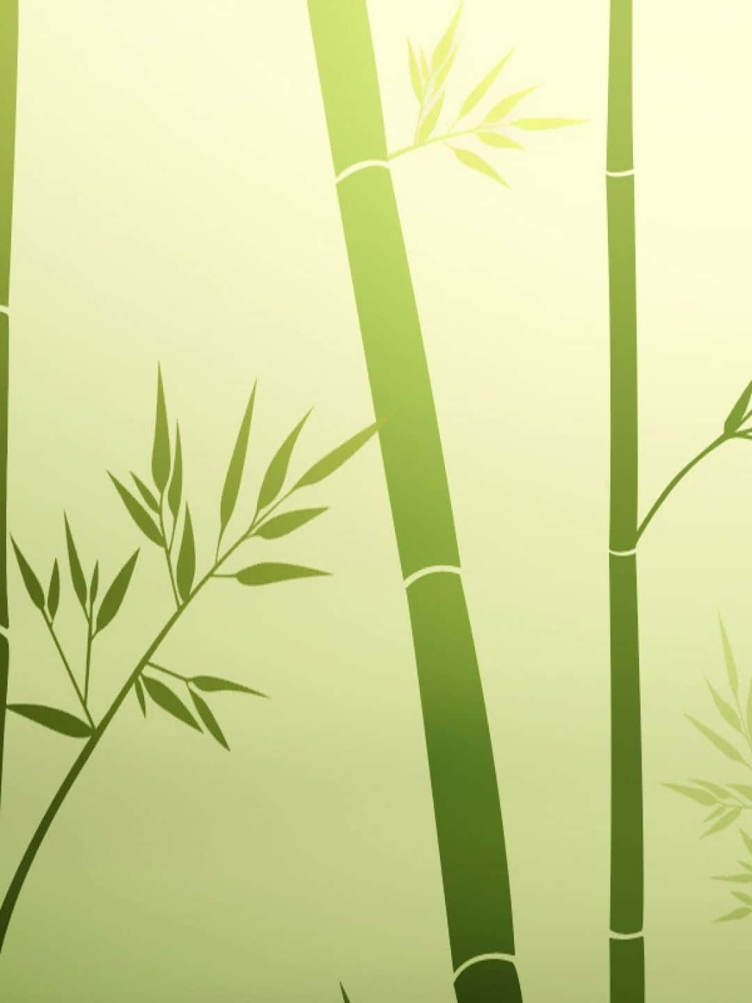 Bamboo Tree 桌布 壁紙 — 高竹莖帶有纖細葉子，在柔和綠色漸變背景前以極簡插圖呈現。