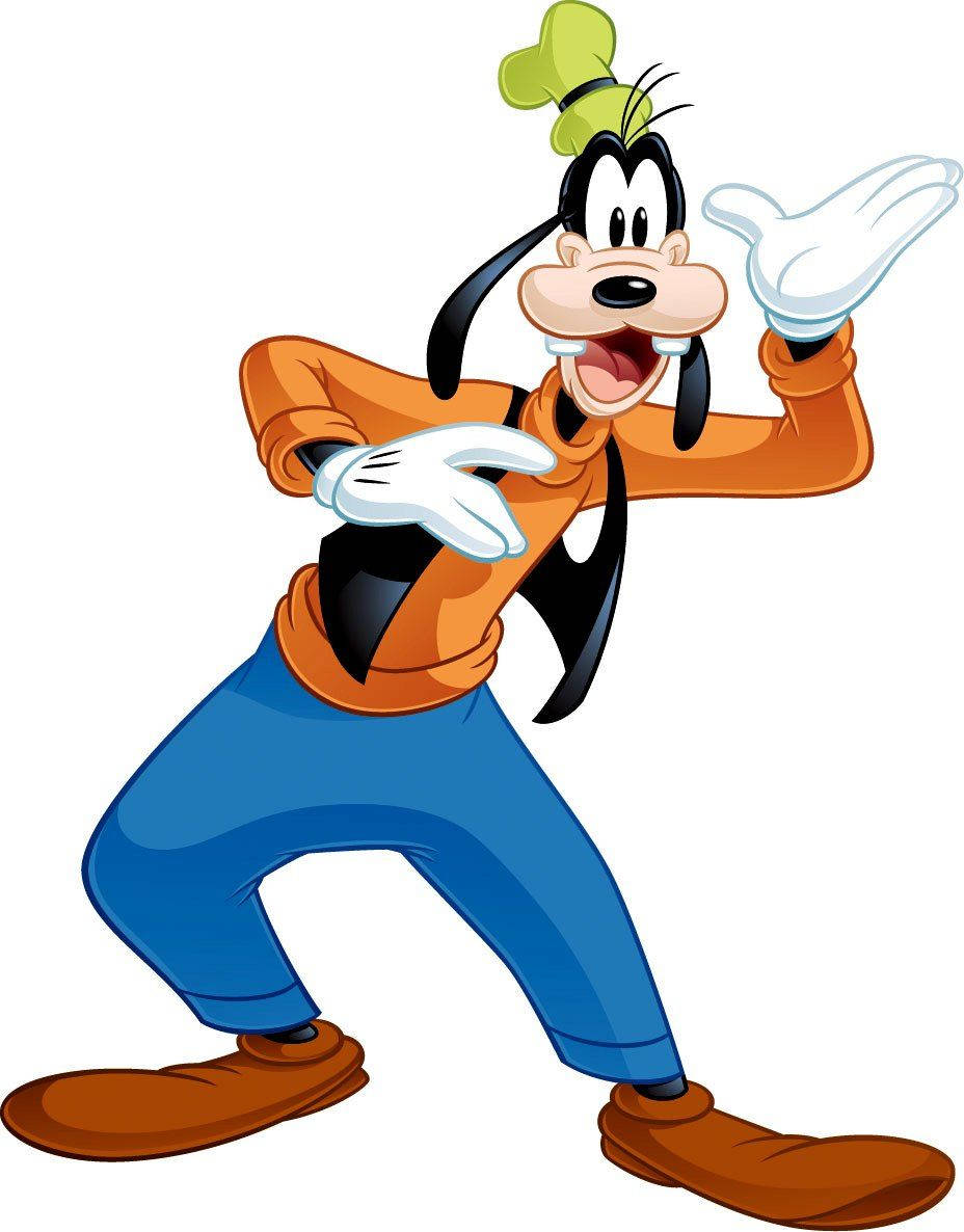 Goofy 桌布 壁紙 — 高飛以經典卡通風格擺出愉快姿勢，一隻手舉起，另一隻手指向前方。