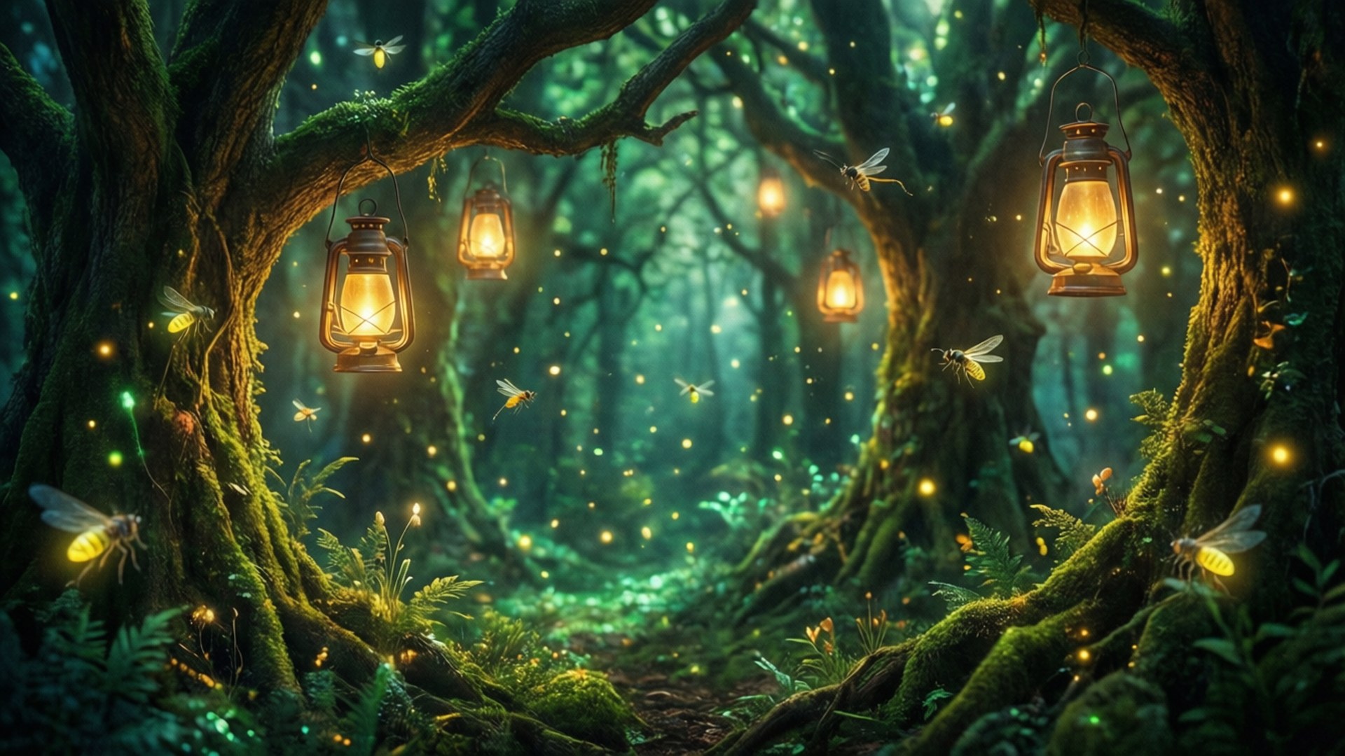 魔法森林燈籠 壁紙