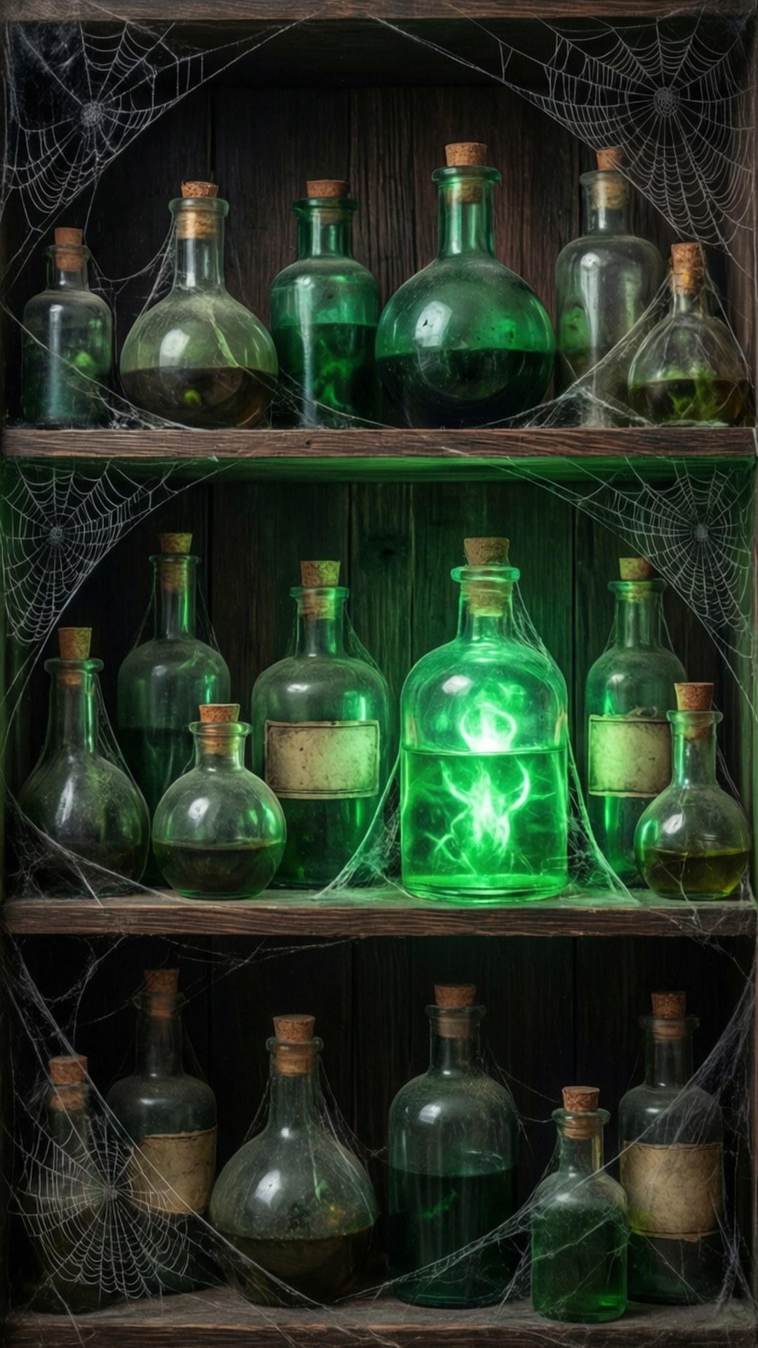 魔藥瓶架微光 壁紙