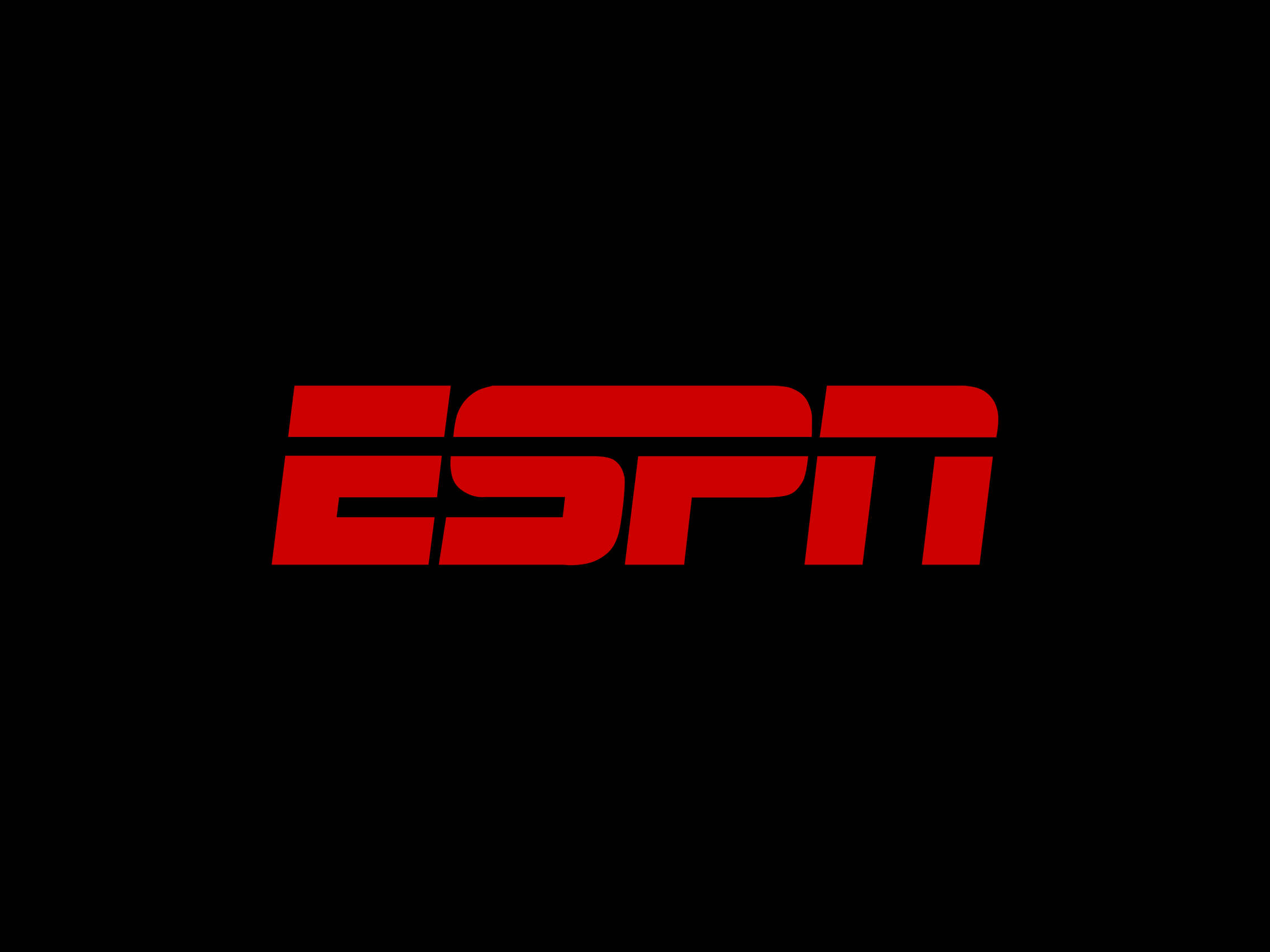 Espn 桌布 壁紙 — 鮮紅色ESPN標誌居中於純黑色背景上，帶有銳利的幾何字體。