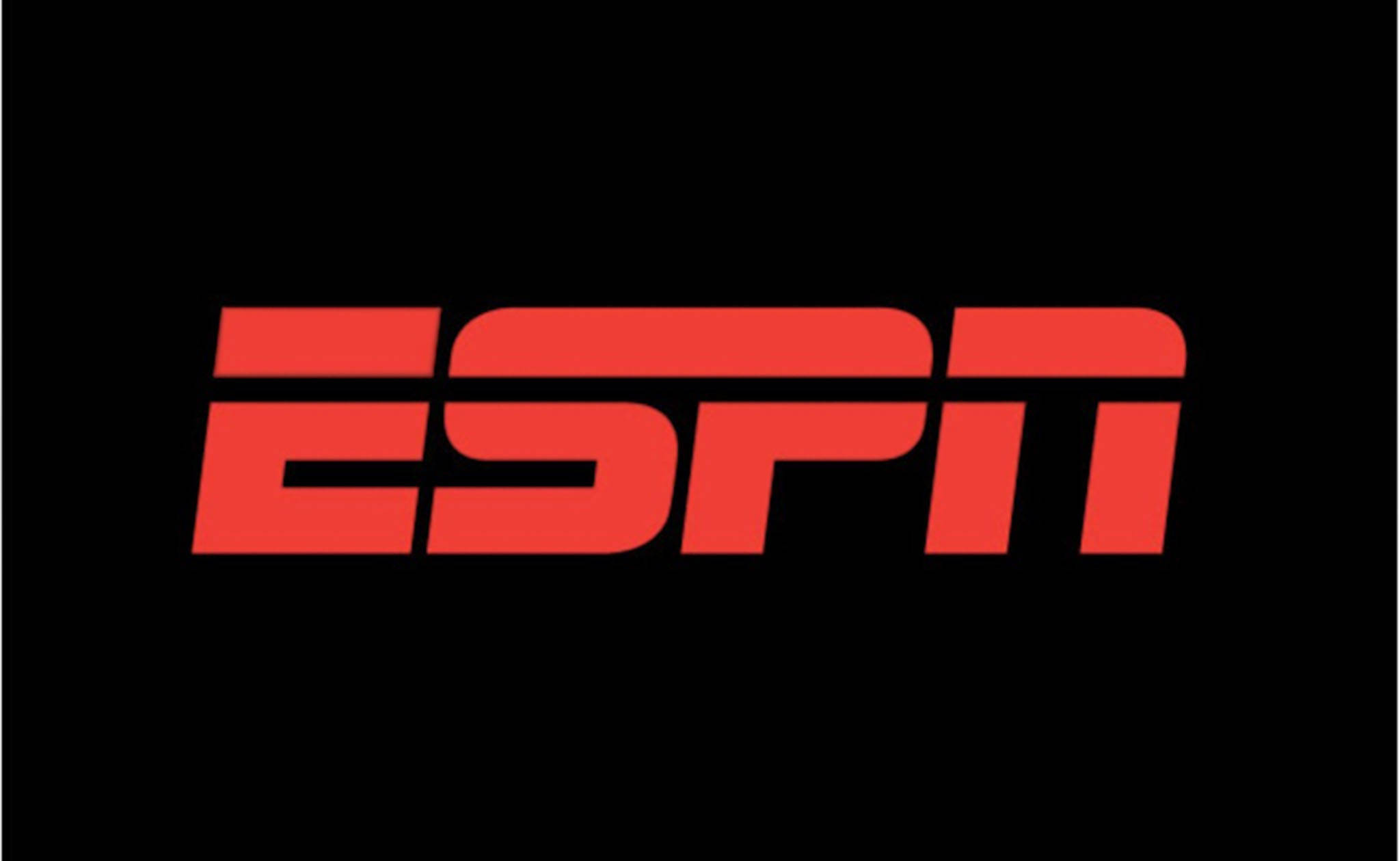 ESPN 桌布 壁紙 — 鮮紅色ESPN標誌置中於純黑色背景上，搭配簡潔現代字體。