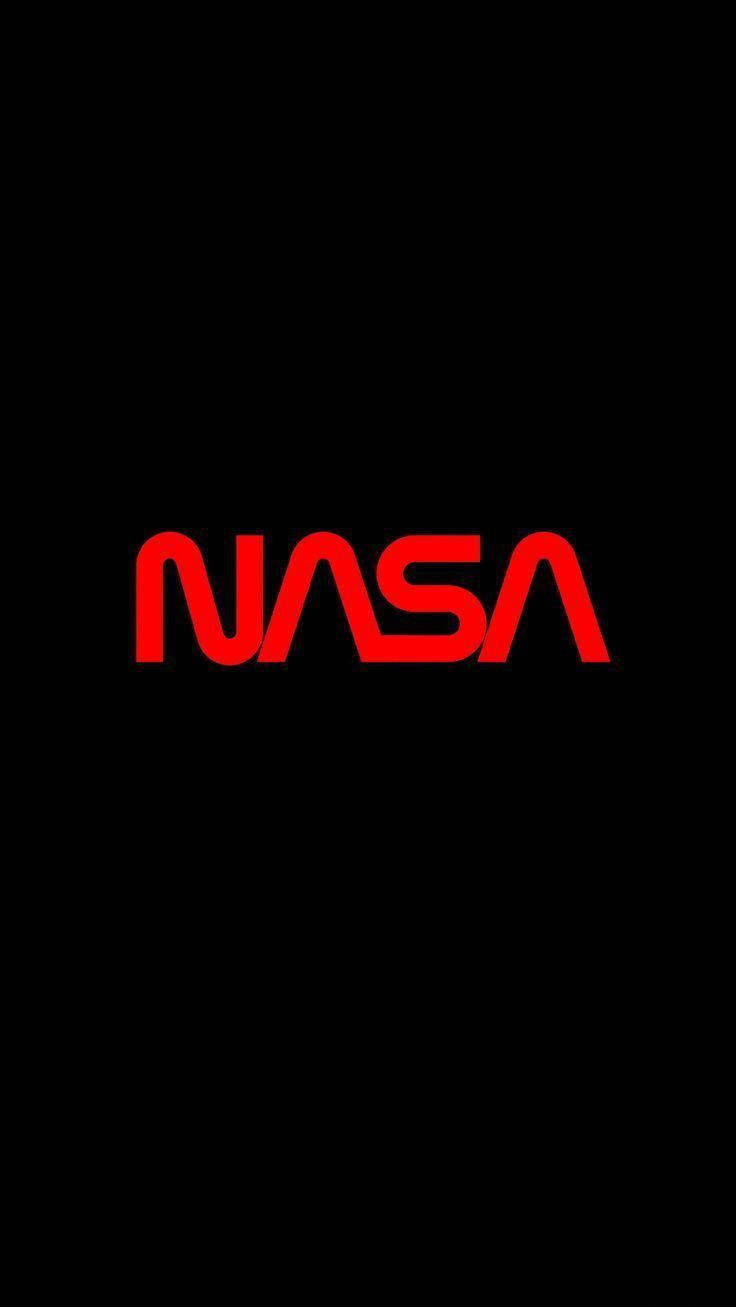 Logo 桌布 壁紙 — 鮮紅色NASA標誌置於純黑色背景中央，設計簡潔極簡。